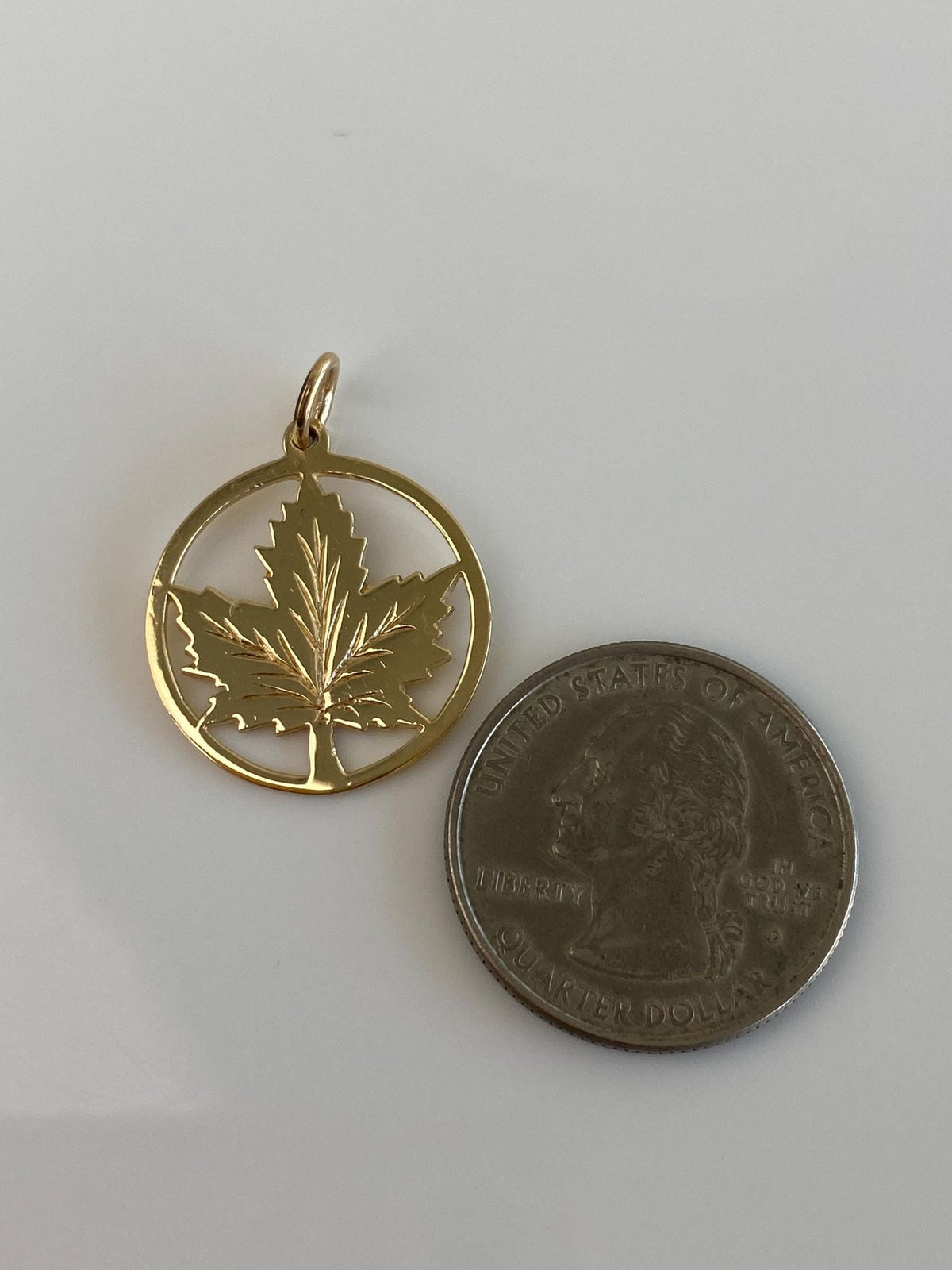Vintage Solid 10k Yellow Gold Maple Leaf Charm