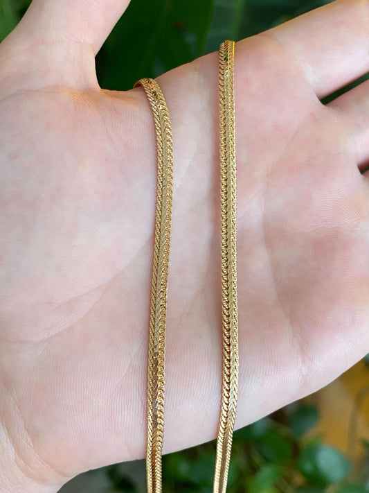 Vintage Solid 14k Yellow Gold Fancy Flat Chain Necklace - 20.25 inches