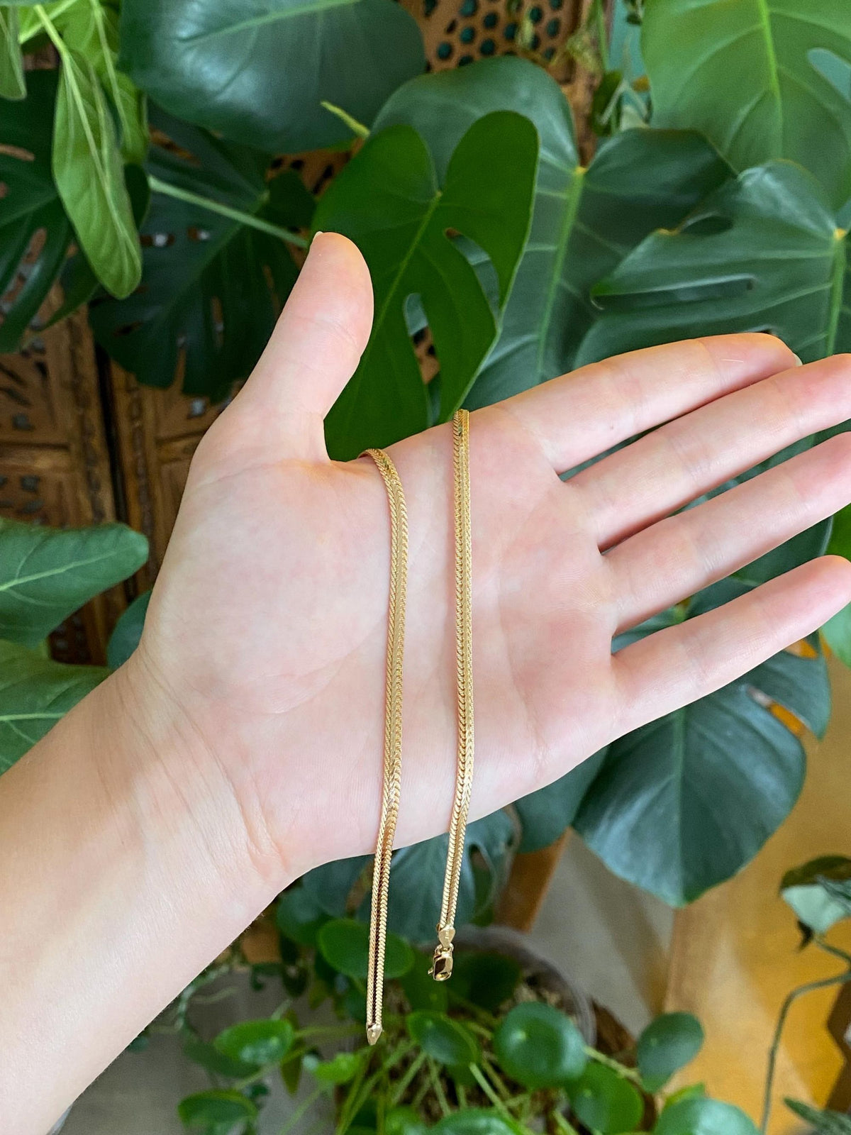 Vintage Solid 14k Yellow Gold Fancy Flat Chain Necklace - 20.25 inches