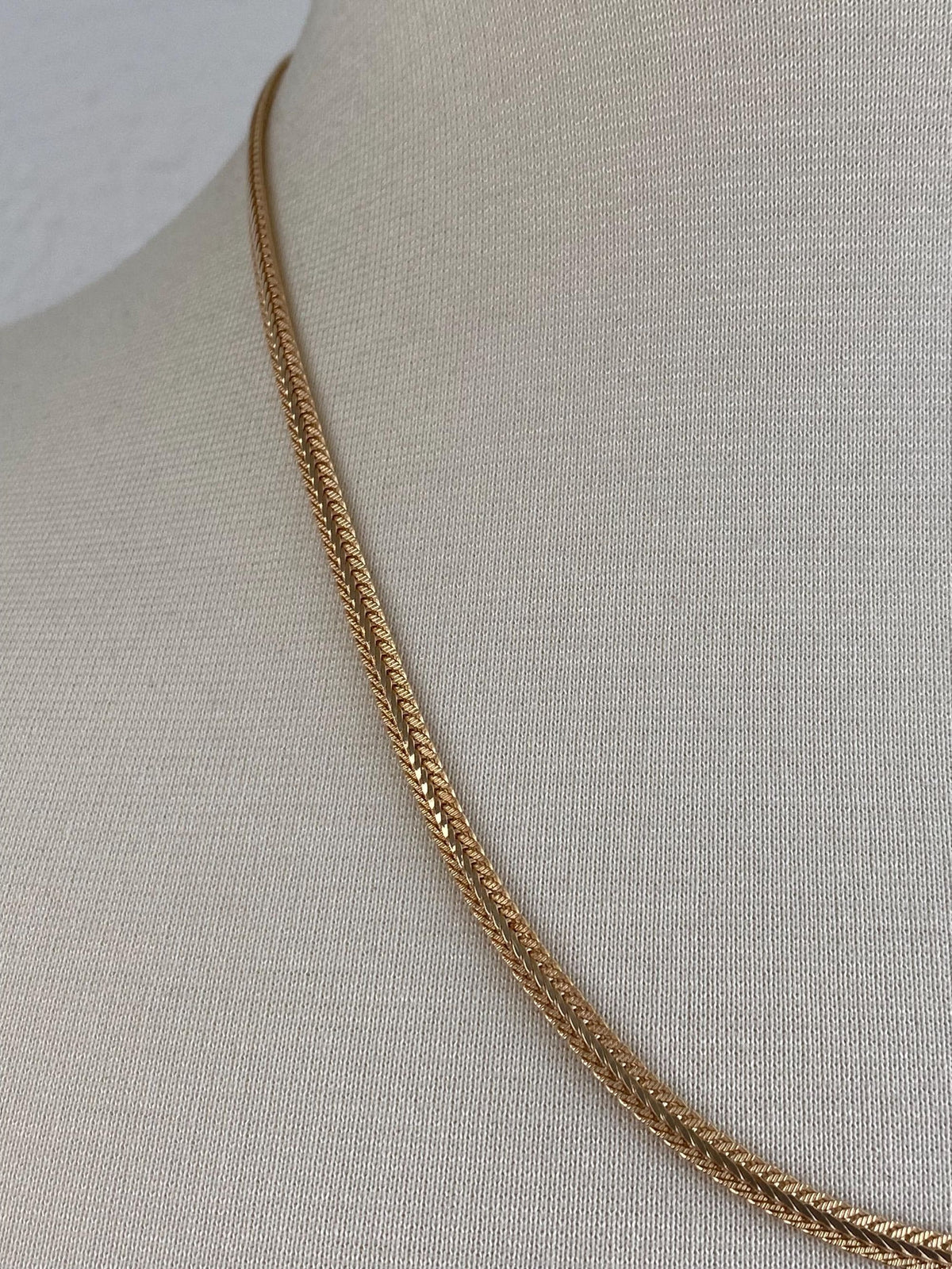 Vintage Solid 14k Yellow Gold Fancy Flat Chain Necklace - 20.25 inches