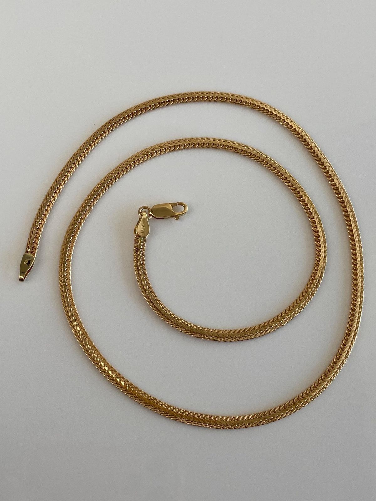 Vintage Solid 14k Yellow Gold Fancy Flat Chain Necklace - 20.25 inches