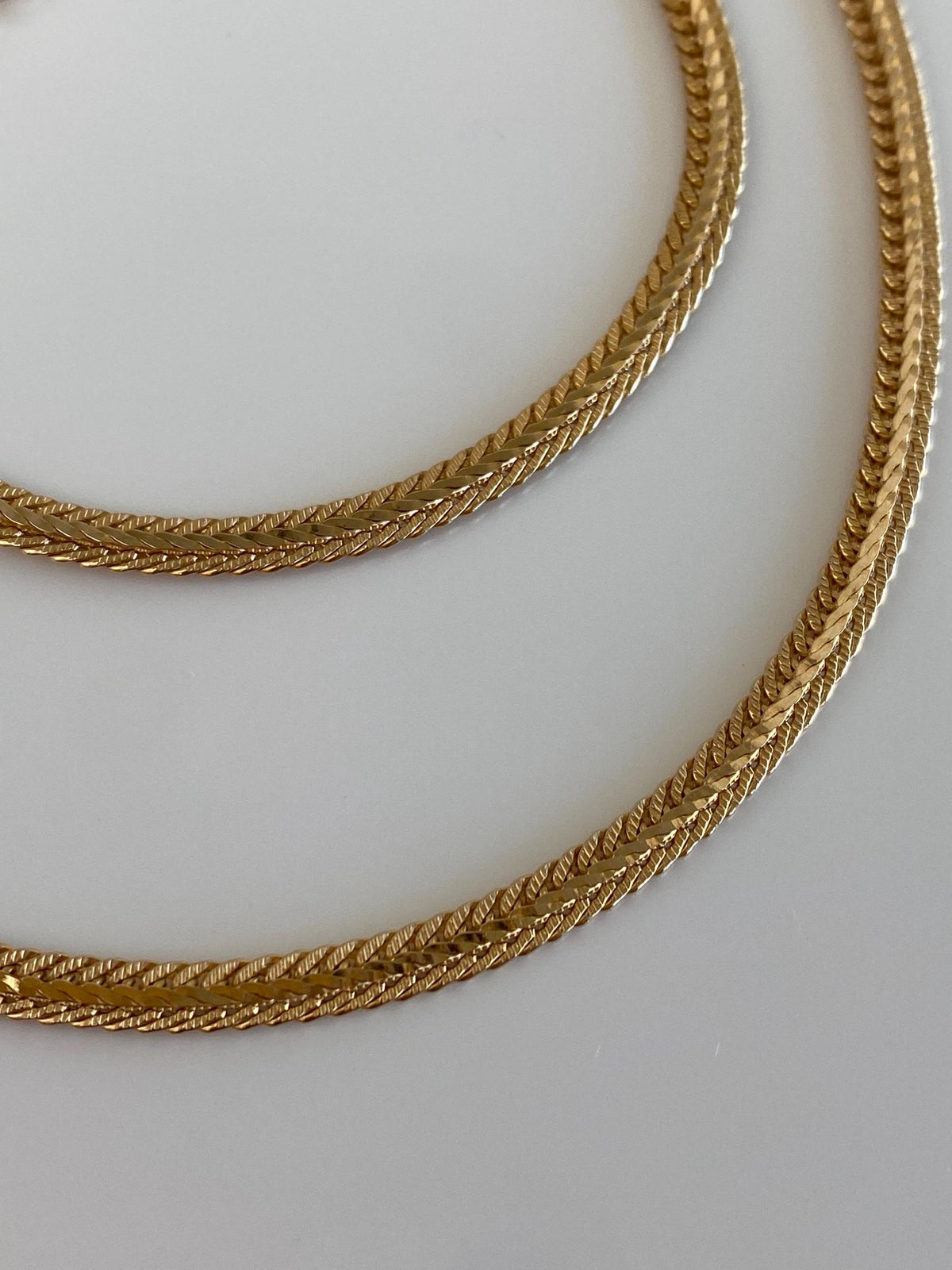 Vintage Solid 14k Yellow Gold Fancy Flat Chain Necklace - 20.25 inches