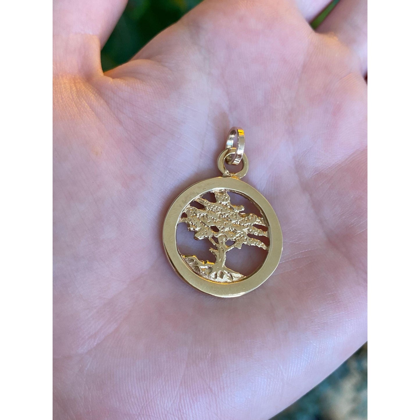 Vintage Solid 14k Yellow Gold Tree Charm