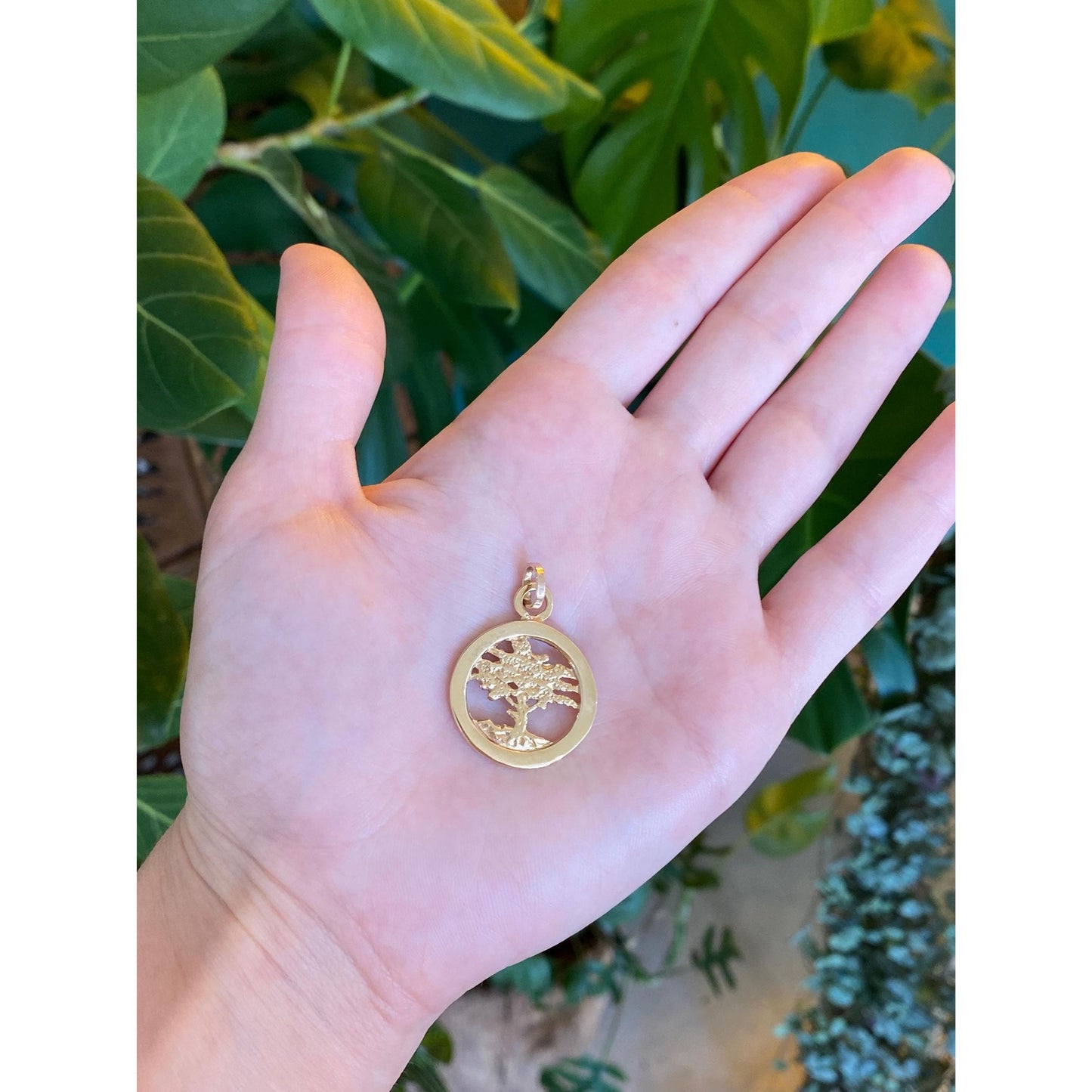 Vintage Solid 14k Yellow Gold Tree Charm