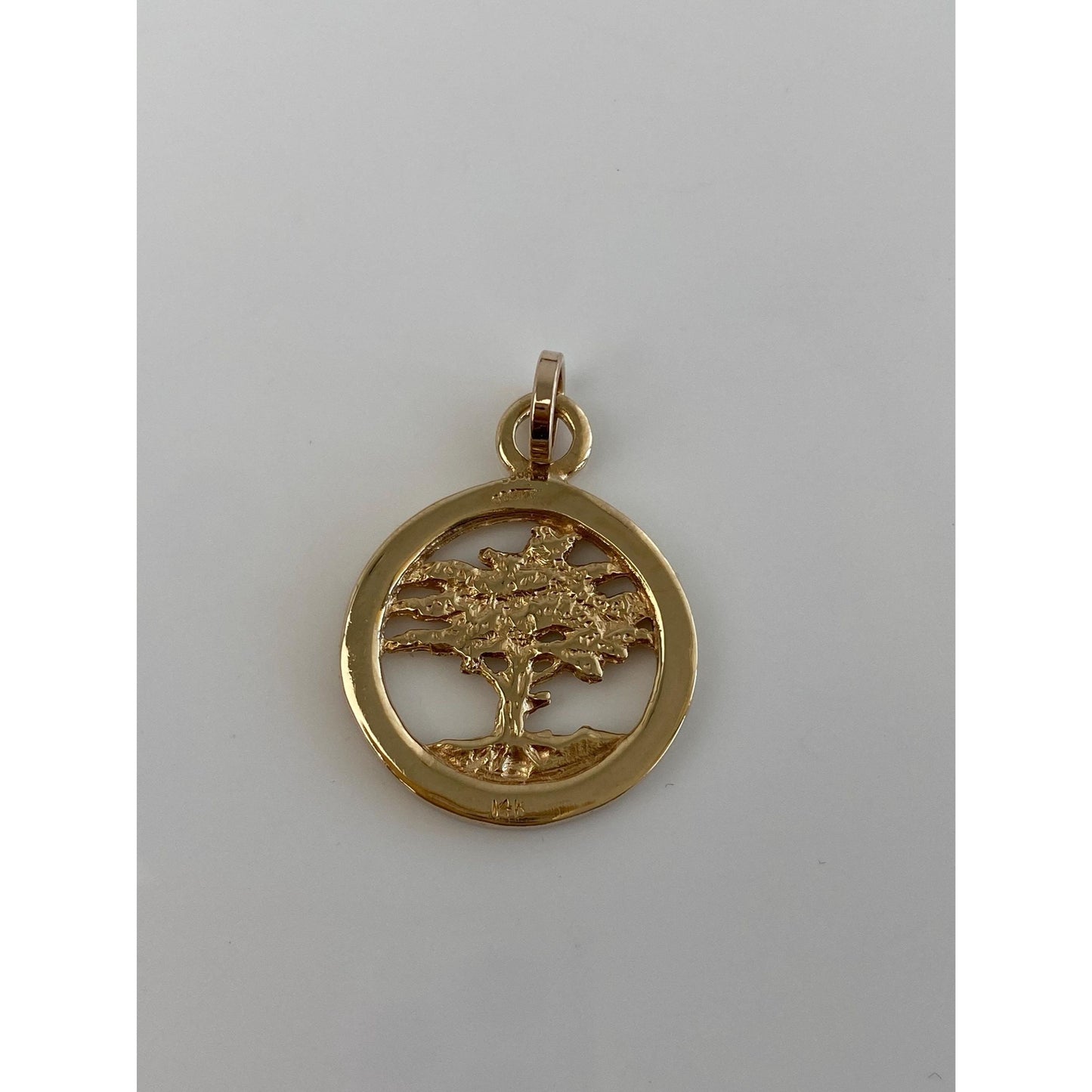 Vintage Solid 14k Yellow Gold Tree Charm