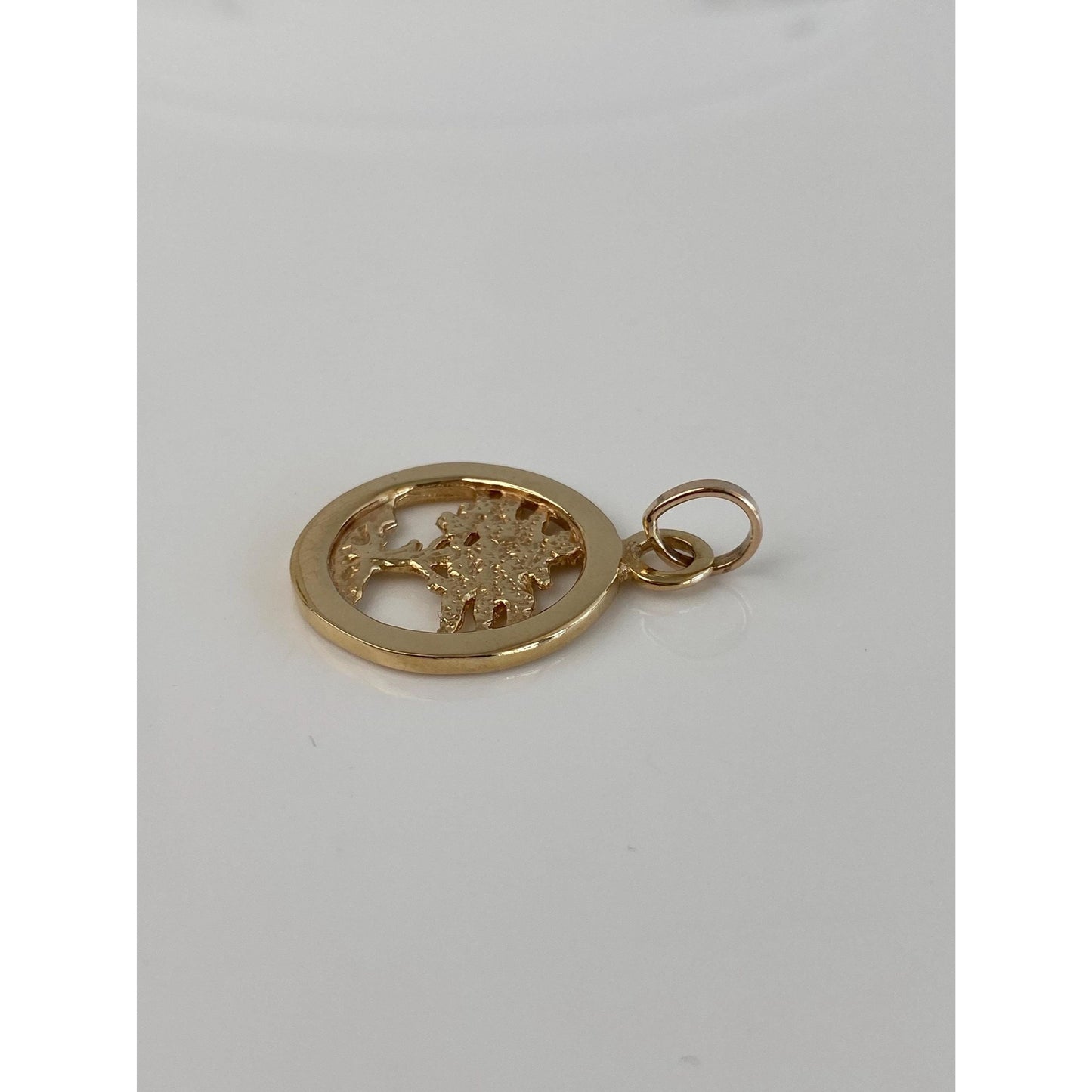 Vintage Solid 14k Yellow Gold Tree Charm