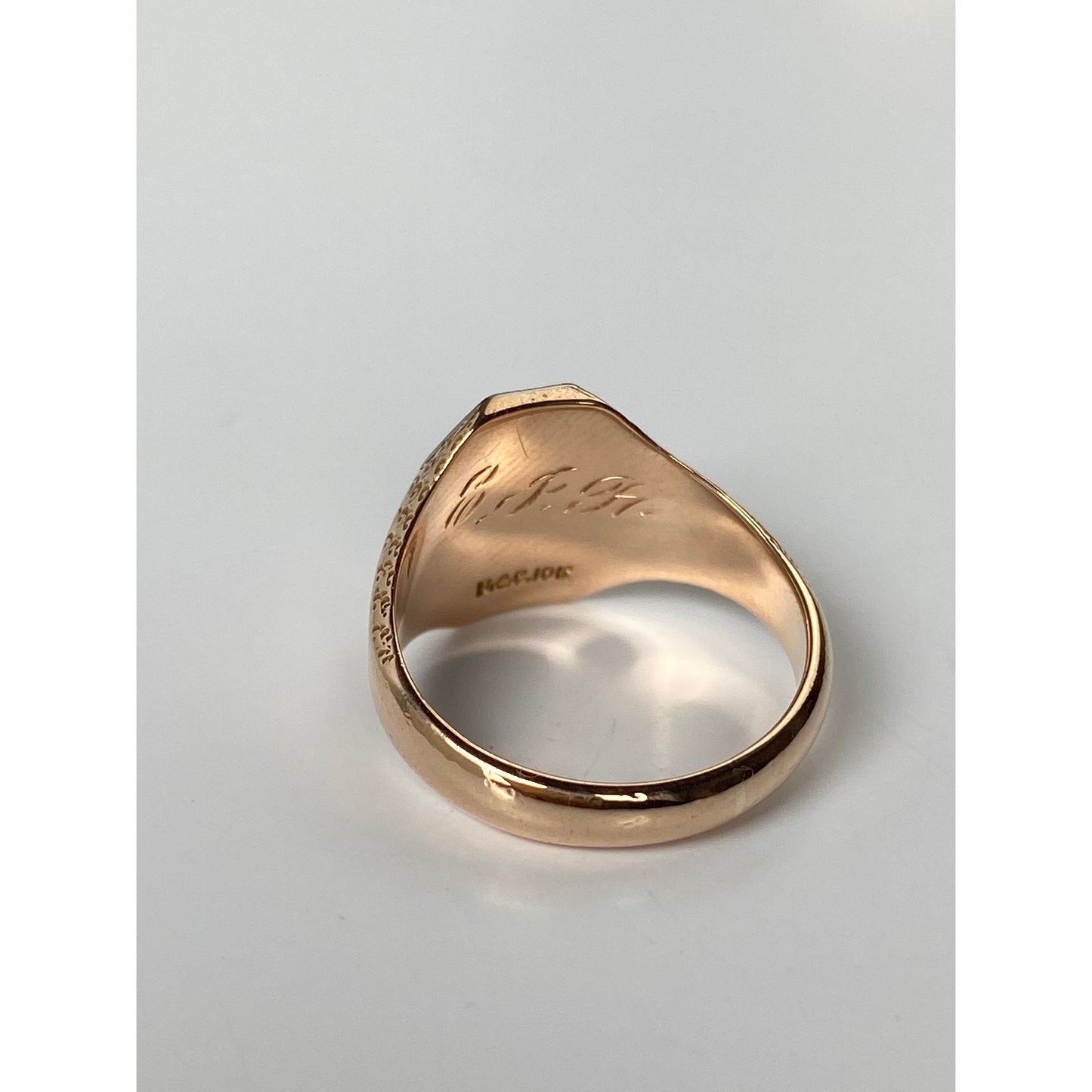Vintage Solid 10k White & Rosey Gold 'K H.S.' Class Ring - Size 4.75