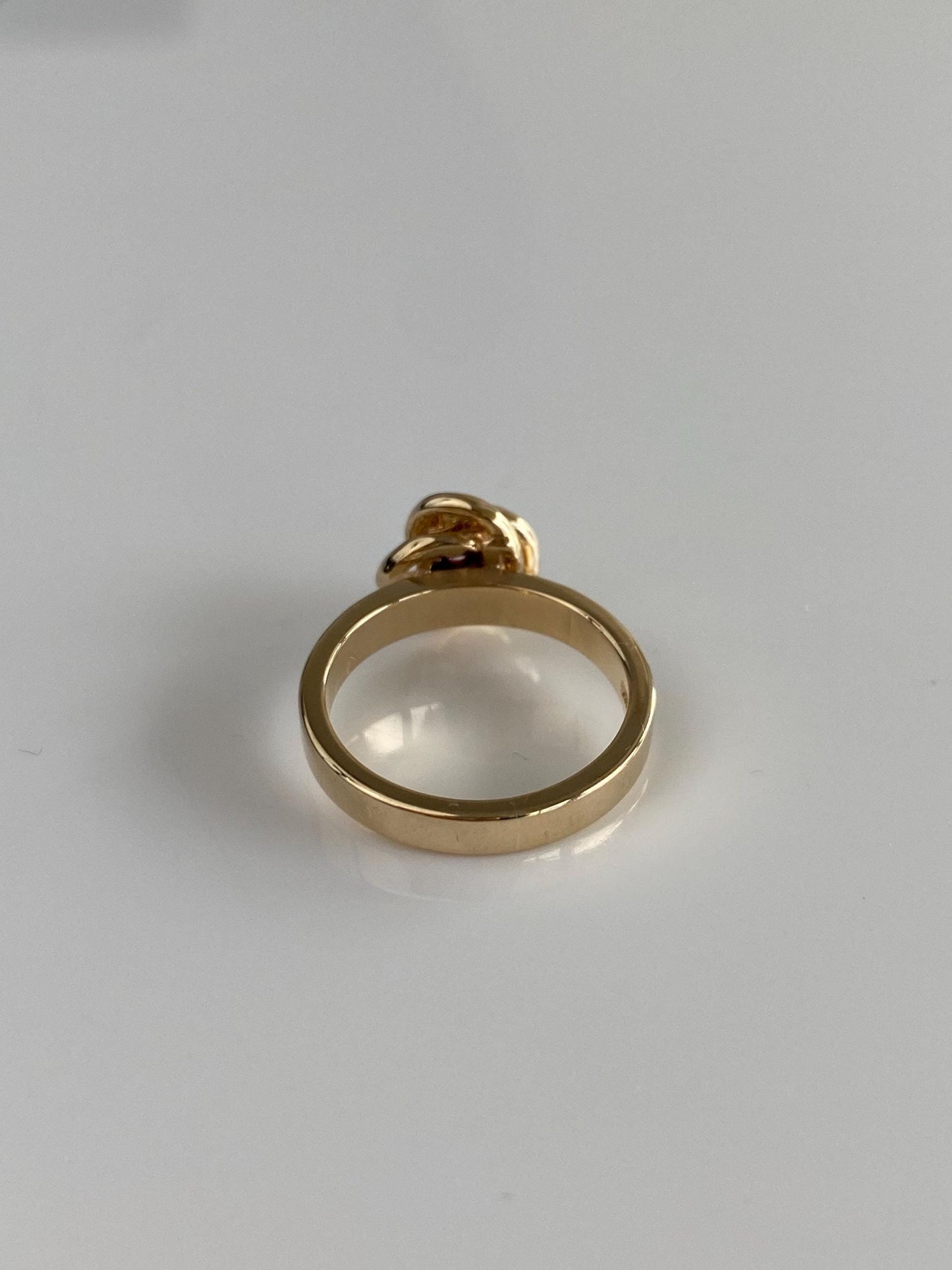 Vintage Solid 14k Yellow Gold Pink Sapphire Knot Ring - Size 3.75
