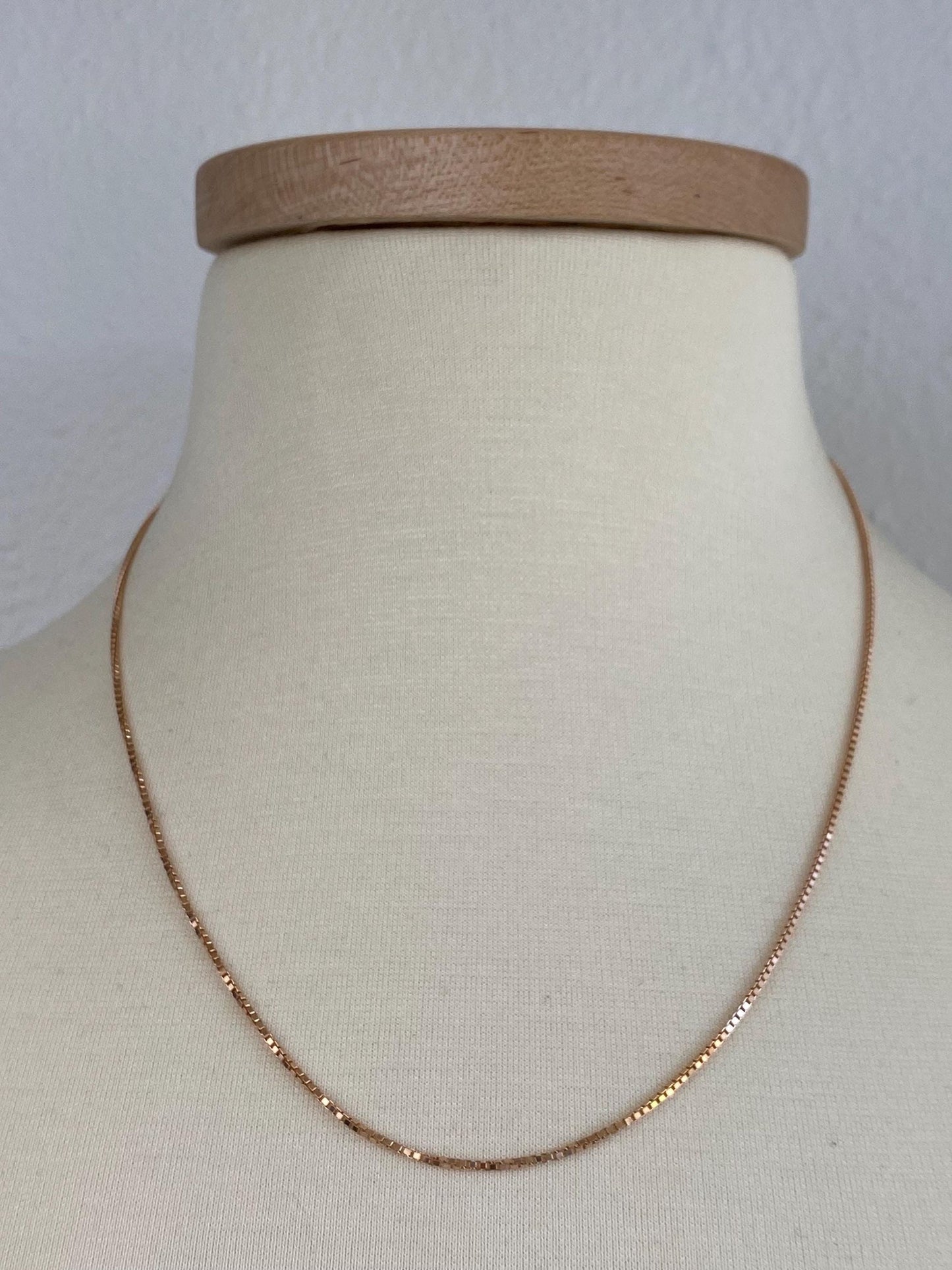 Vintage Solid 14k Rose Gold Box Chain Necklace - 20 inches
