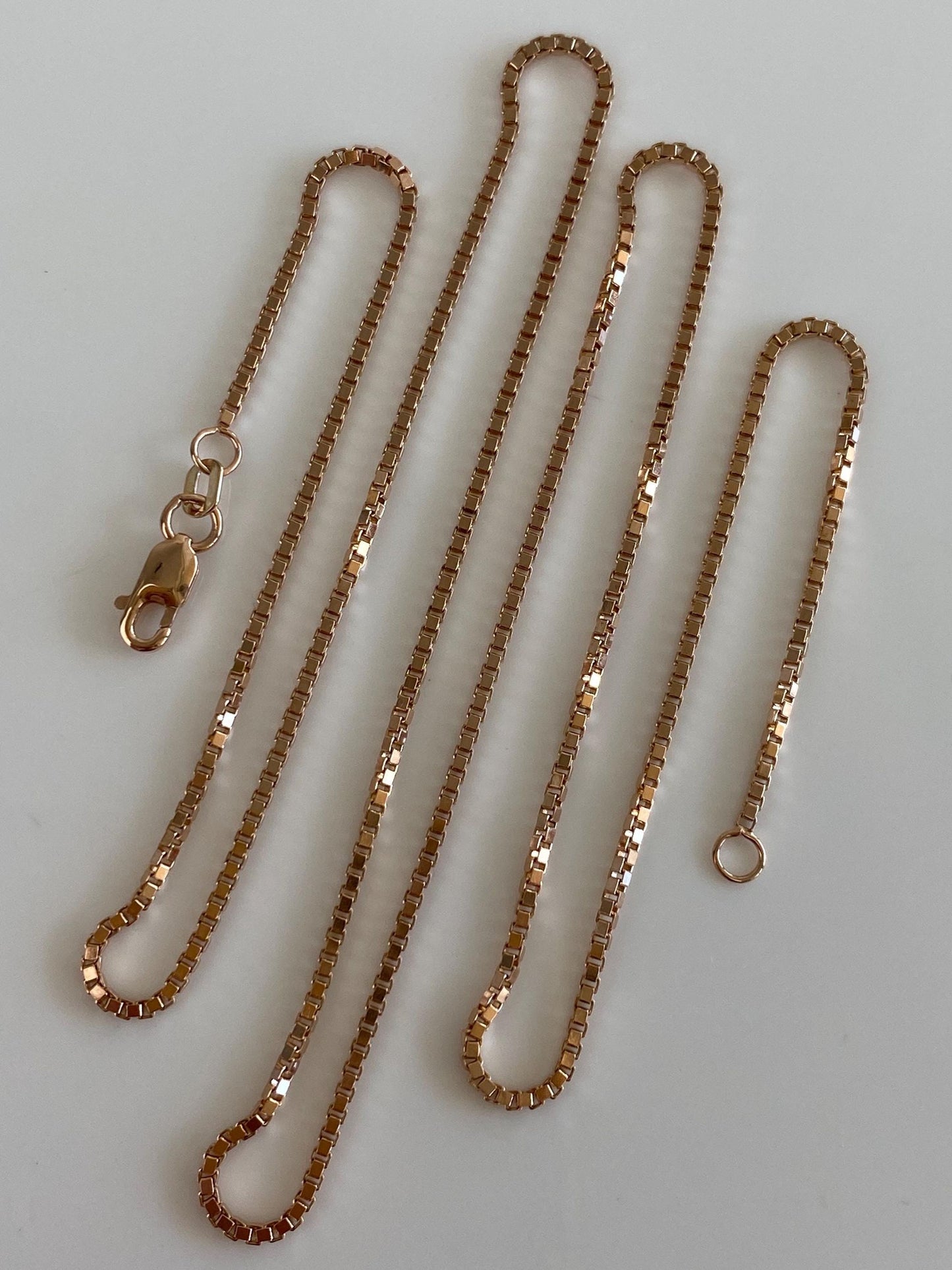 Vintage Solid 14k Rose Gold Box Chain Necklace - 20 inches
