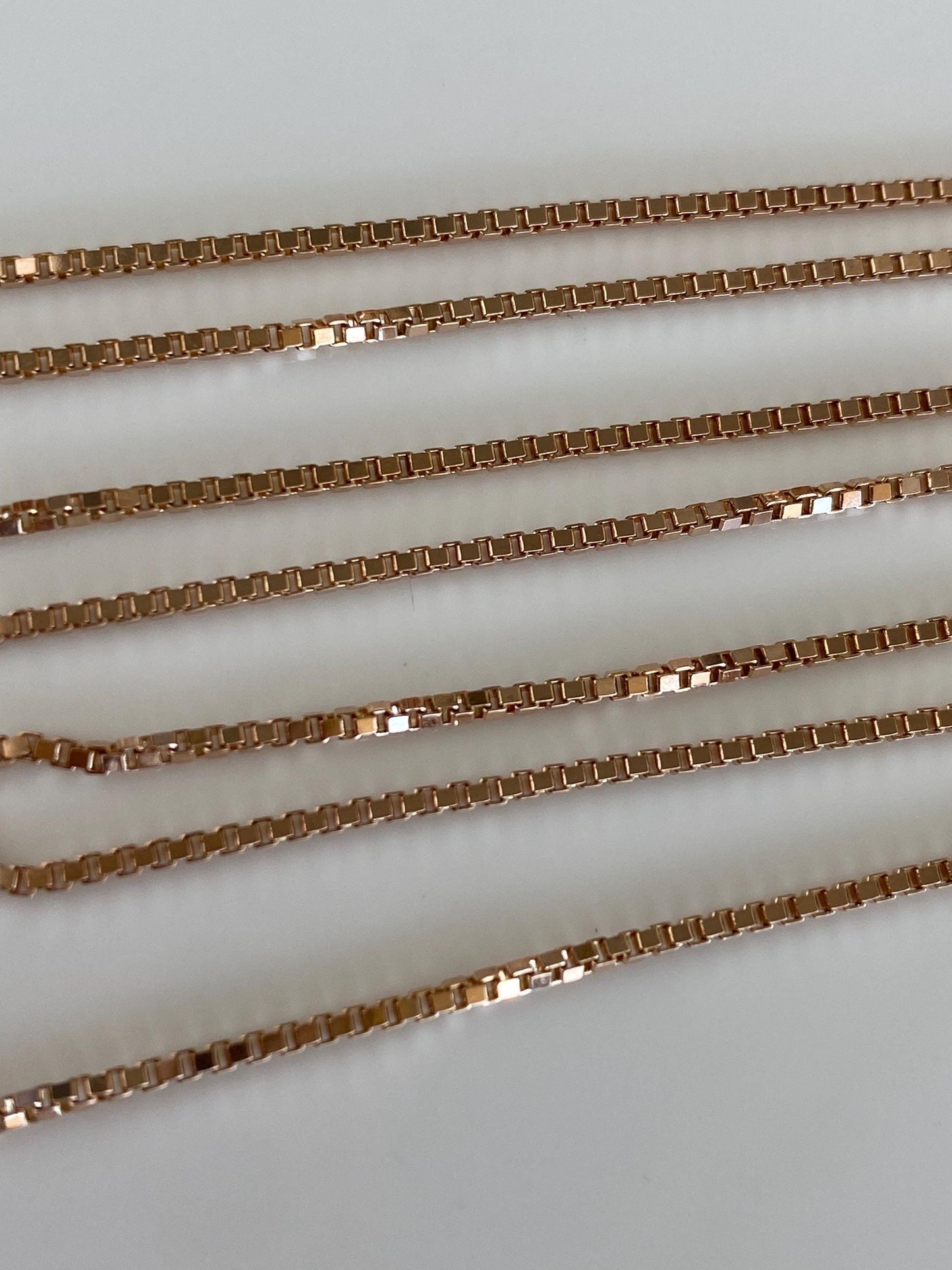 Vintage Solid 14k Rose Gold Box Chain Necklace - 20 inches