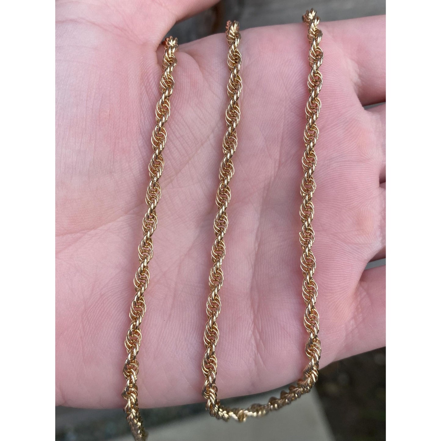 Vintage Solid 14k Yellow Gold Rope Chain Necklace - 30 inches