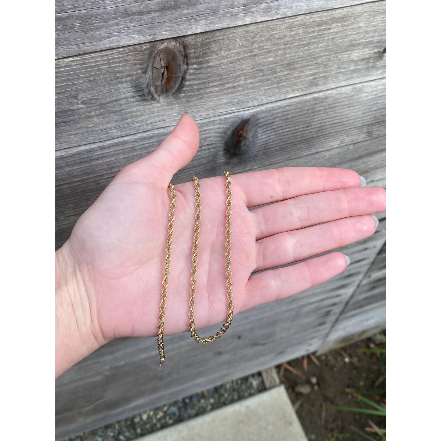 Vintage Solid 14k Yellow Gold Rope Chain Necklace - 30 inches