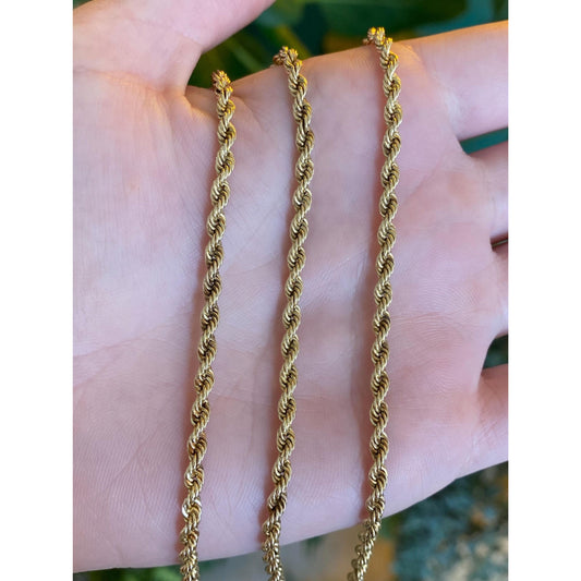 Vintage Solid 14k Yellow Gold Rope Chain Necklace - 18.5 inches