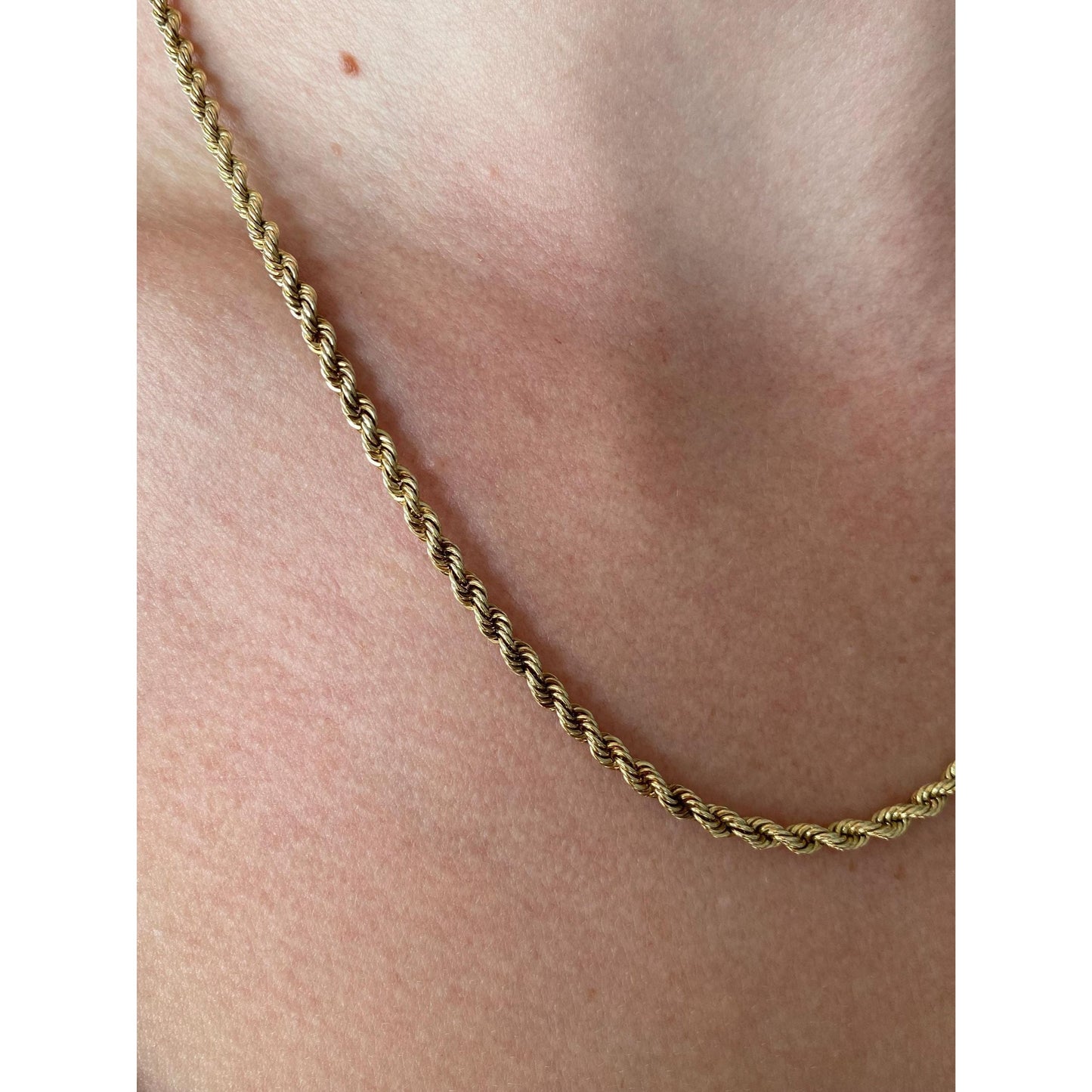 Vintage Solid 14k Yellow Gold Rope Chain Necklace - 18.5 inches