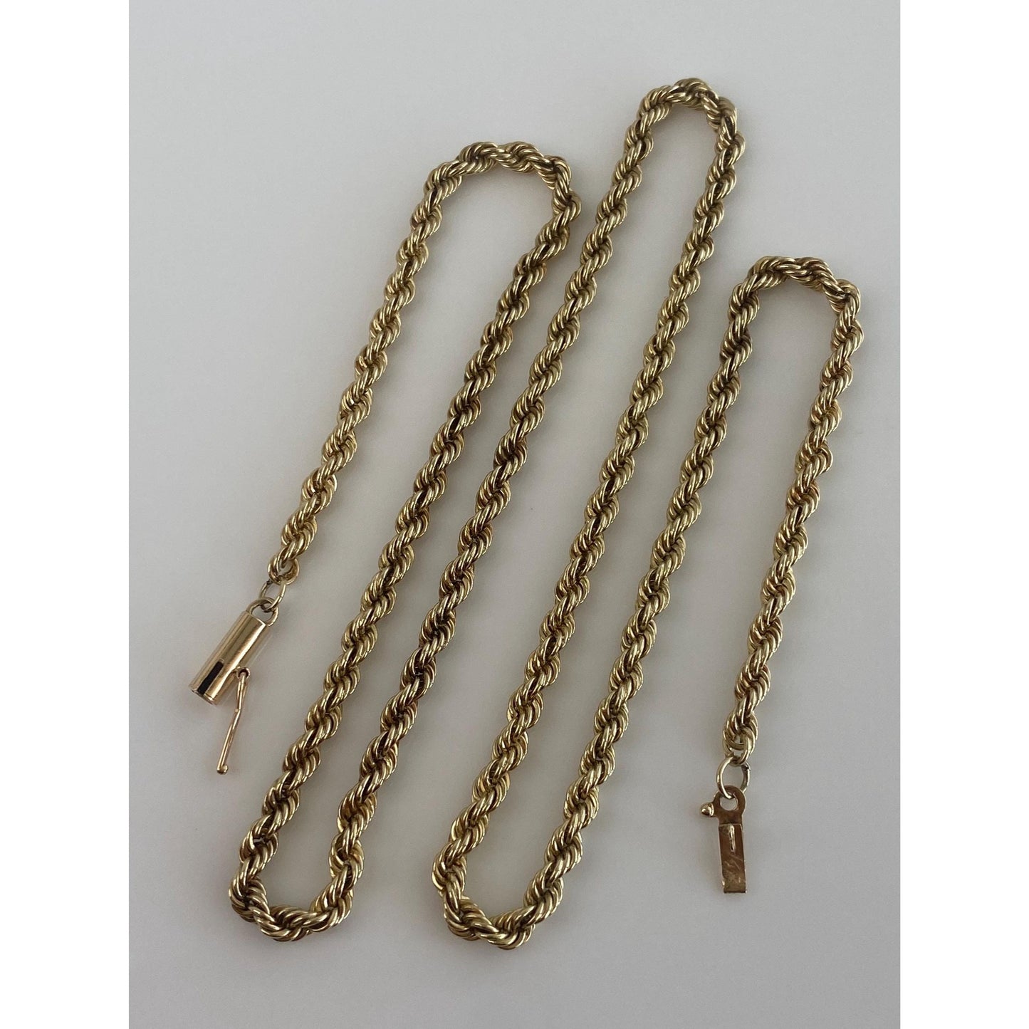 Vintage Solid 14k Yellow Gold Rope Chain Necklace - 18.5 inches