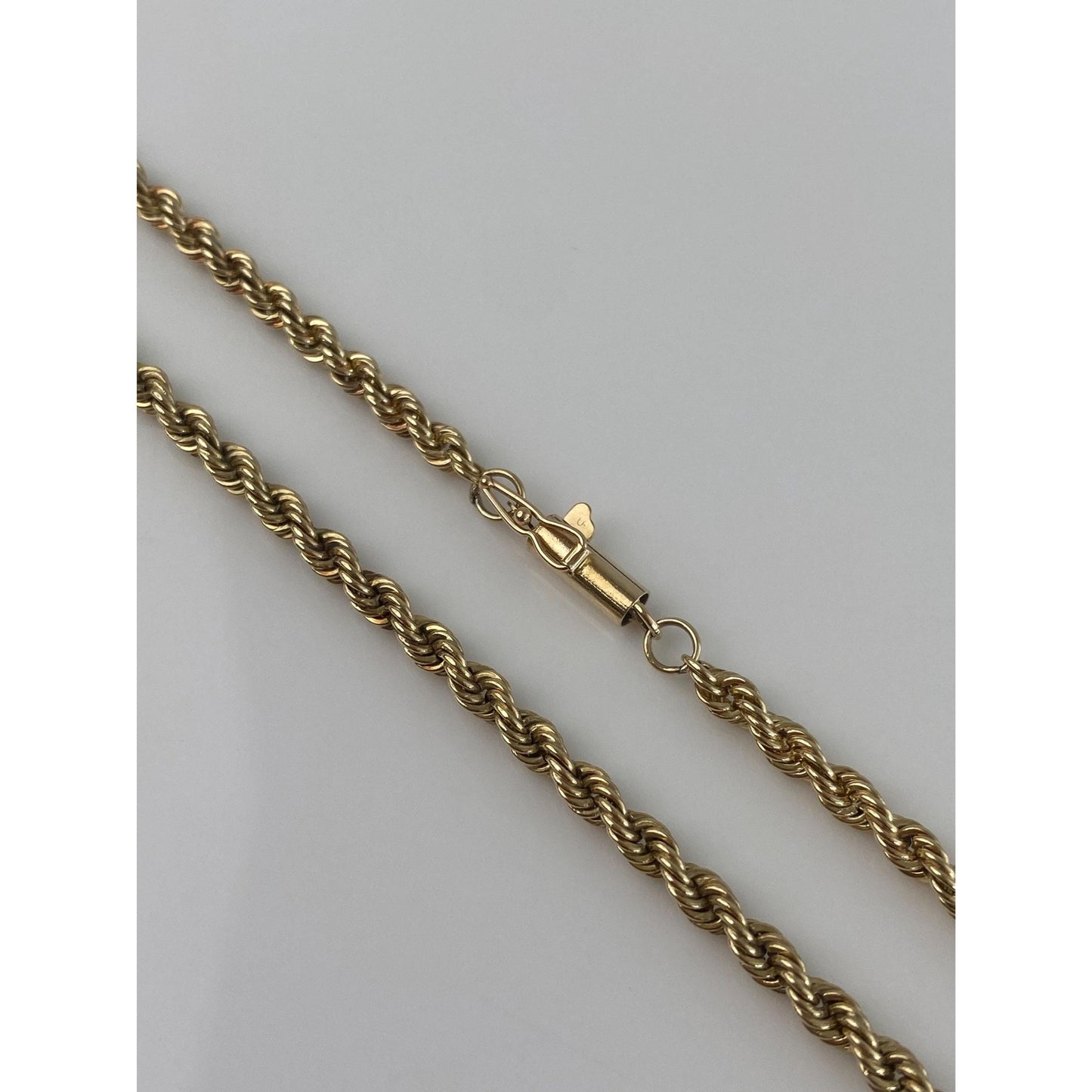 Vintage Solid 14k Yellow Gold Rope Chain Necklace - 18.5 inches