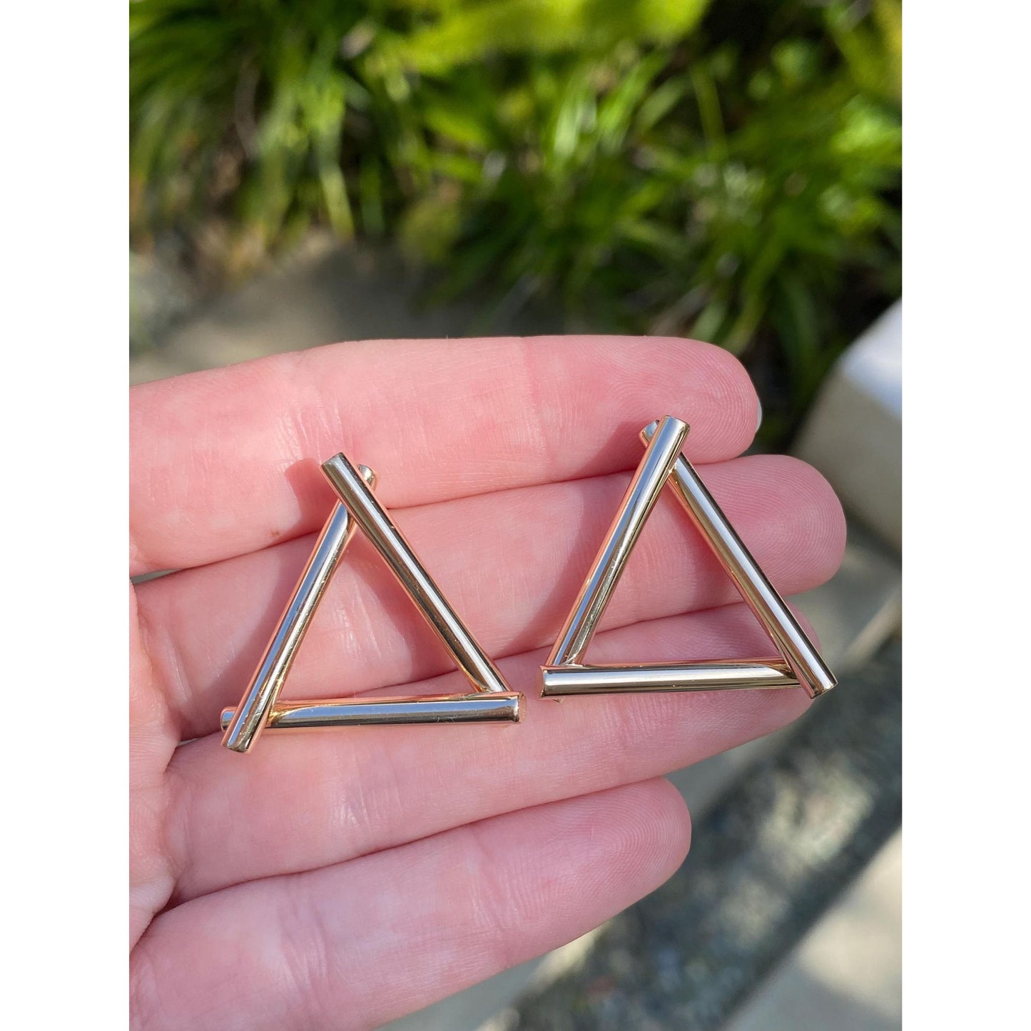 Vintage 14k Yellow Gold Triangle Stud Earrings