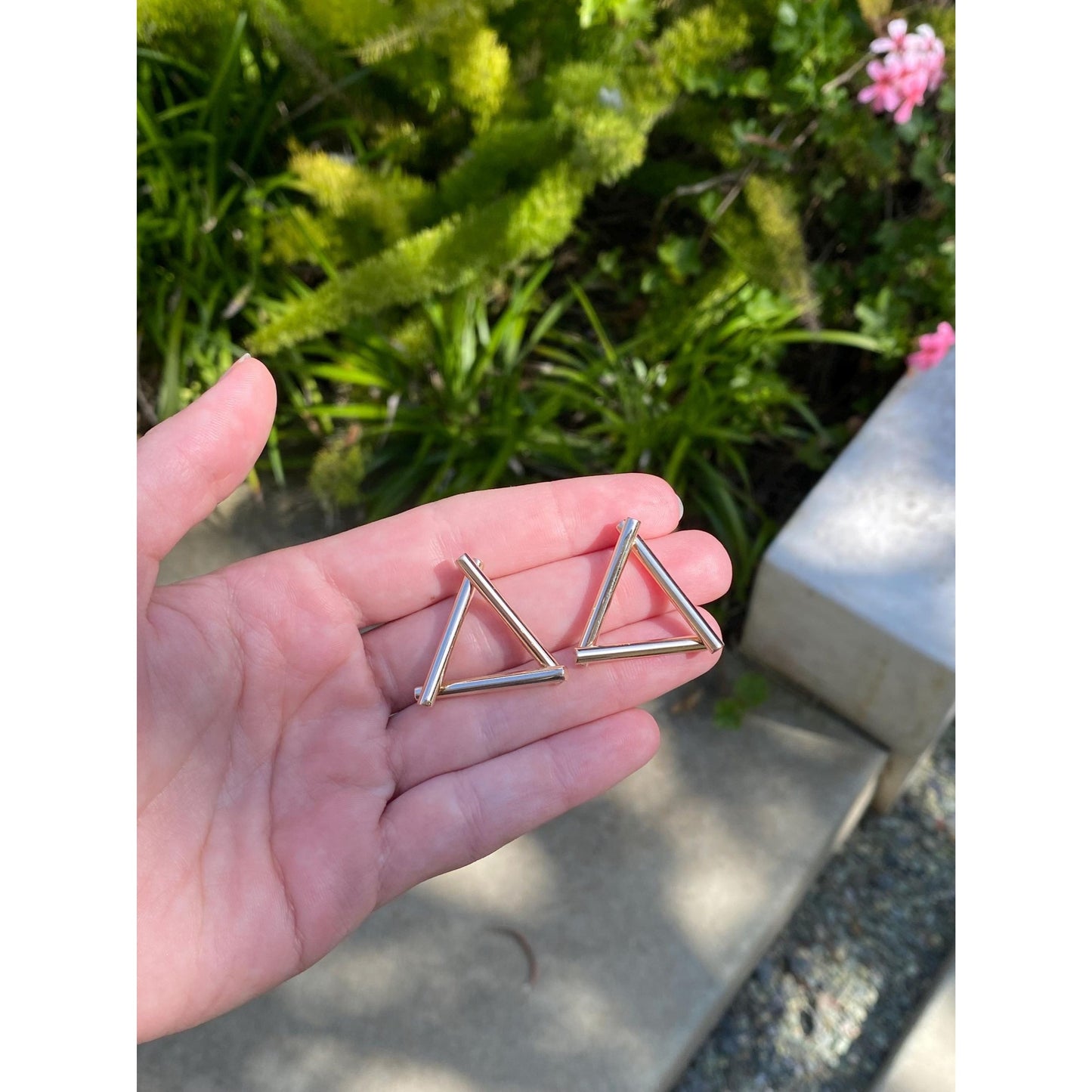 Vintage 14k Yellow Gold Triangle Stud Earrings