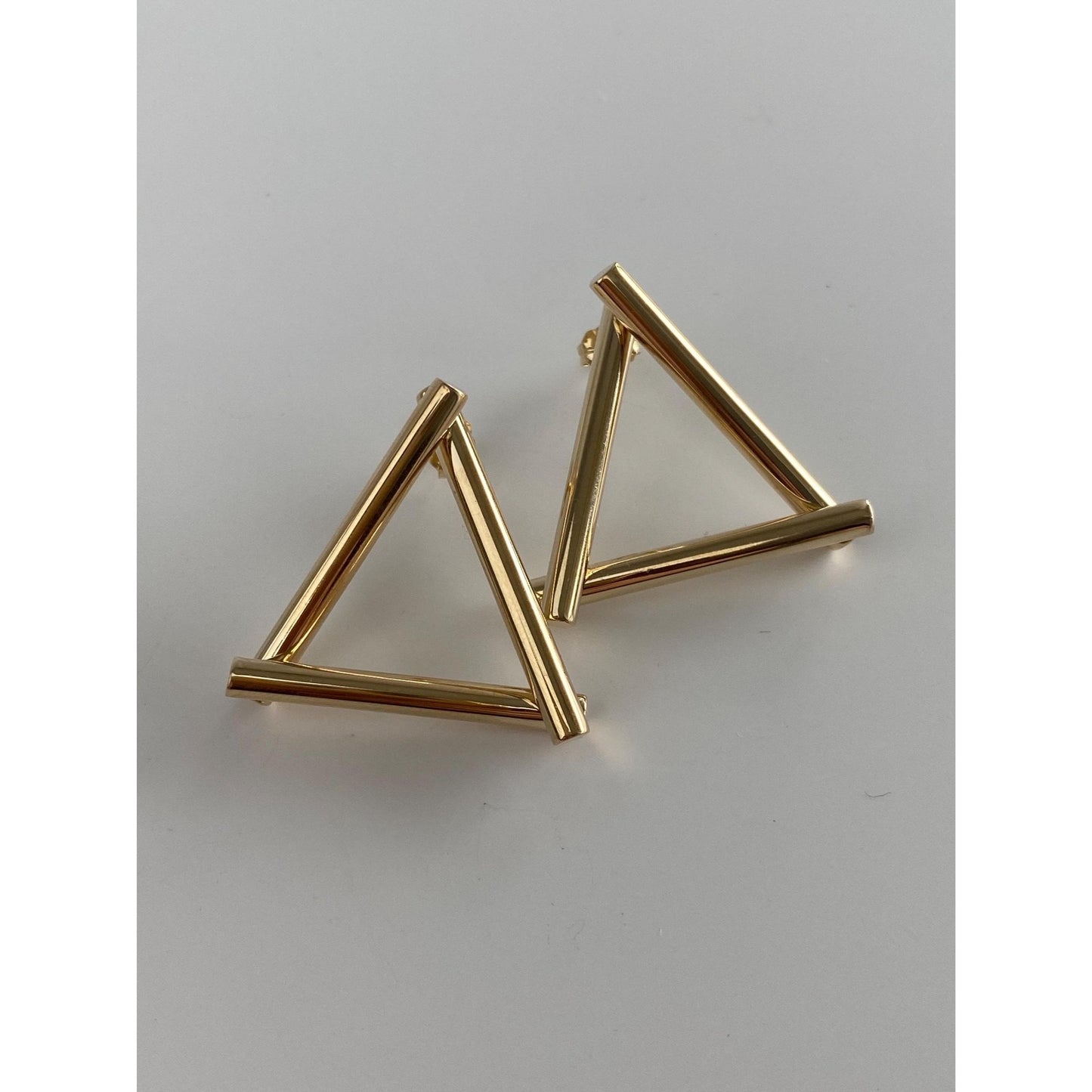 Vintage 14k Yellow Gold Triangle Stud Earrings