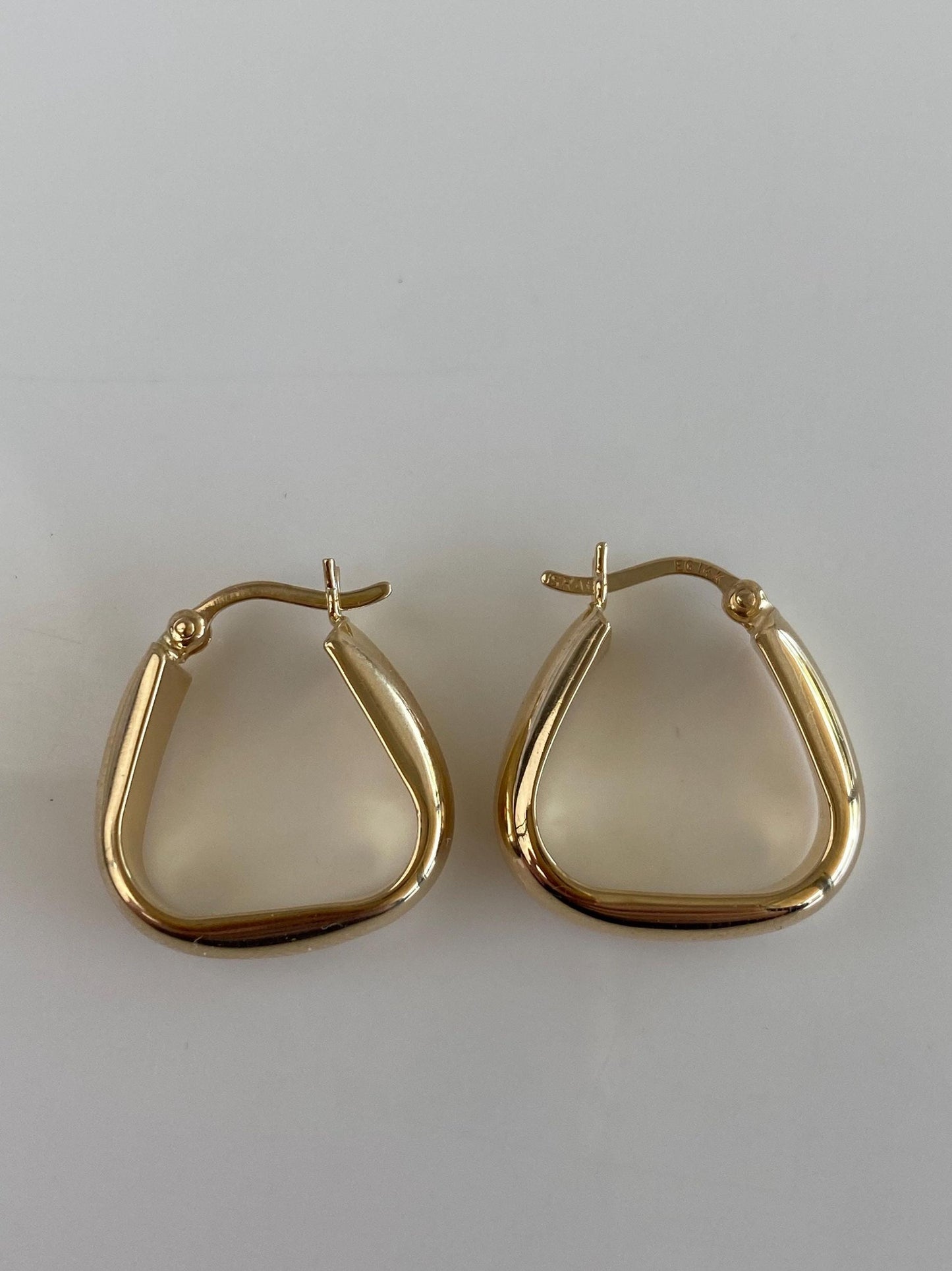 Vintage 14k Yellow Gold Shape Hoop Earrings