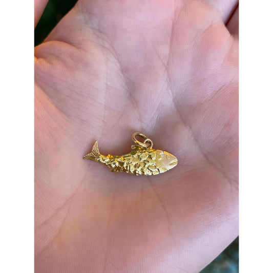 Vintage Solid 18k & 10k Yellow Gold Fish Charm