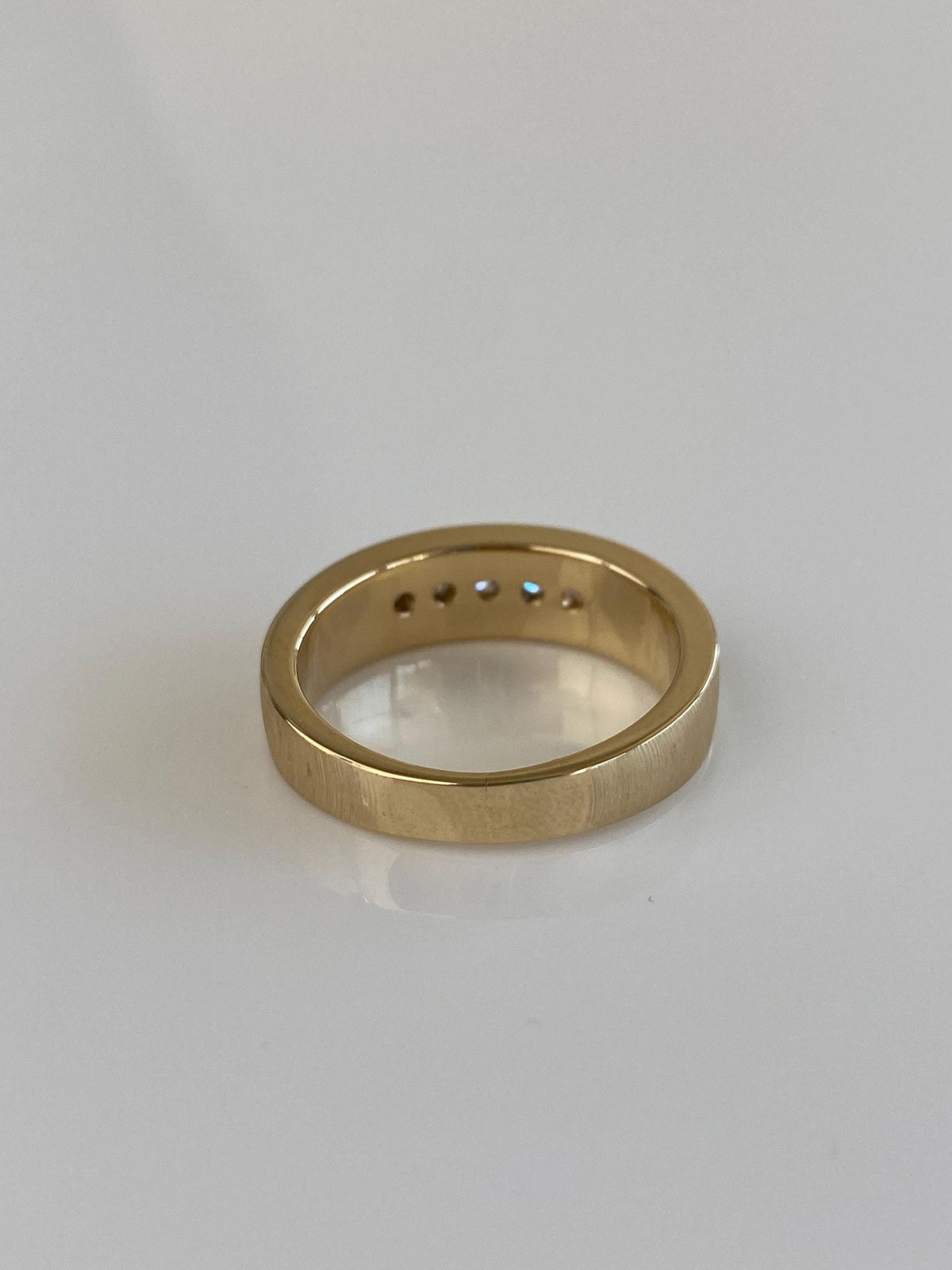 Vintage Solid 14k White & Yellow Gold Diamond Ring Band - Size 7