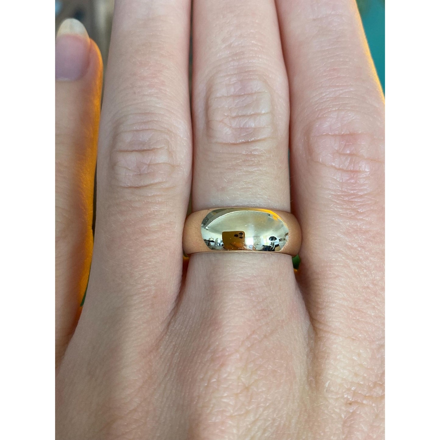 Vintage Solid 14k Yellow Gold Wide Ring Band - Size 6.75