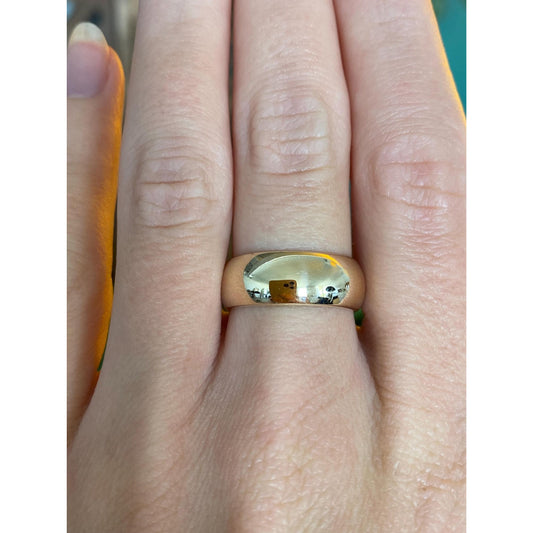 Vintage Solid 14k Yellow Gold Wide Ring Band - Size 6.75