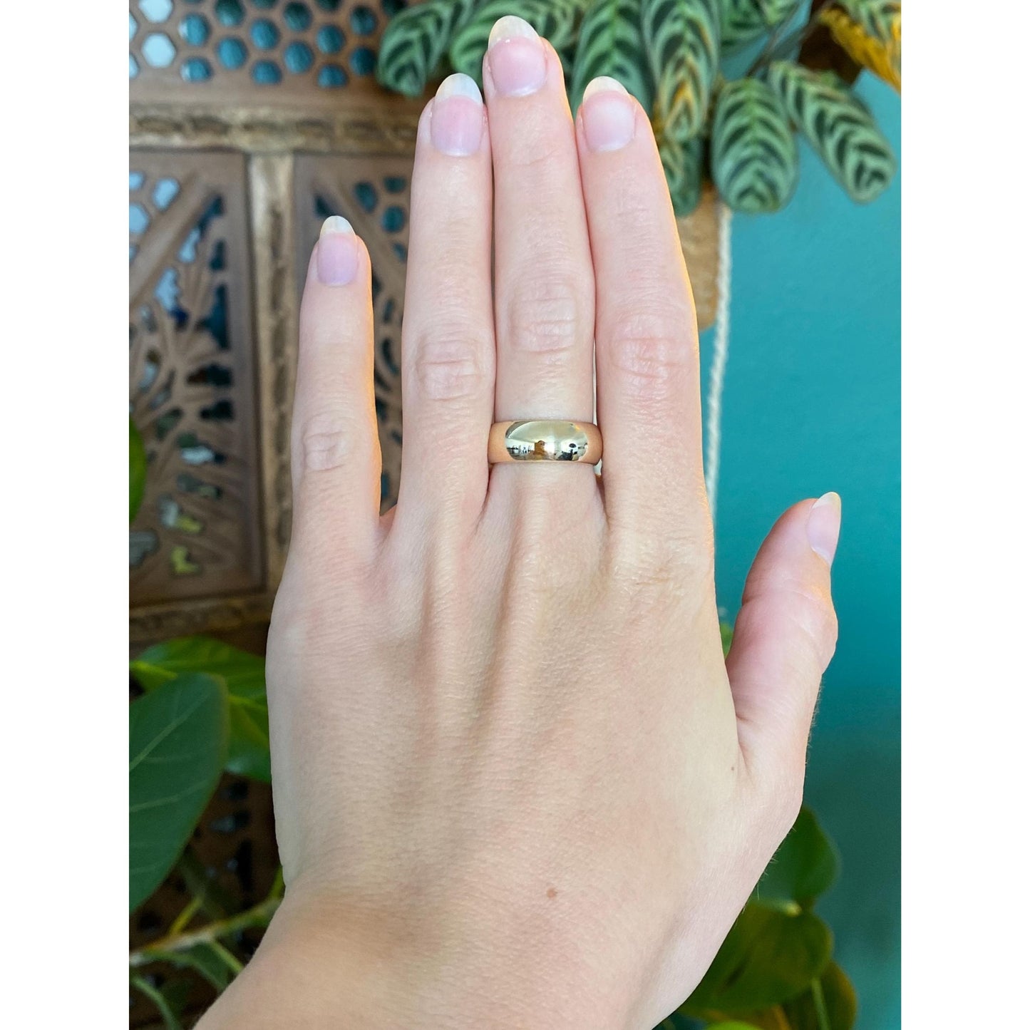 Vintage Solid 14k Yellow Gold Wide Ring Band - Size 6.75