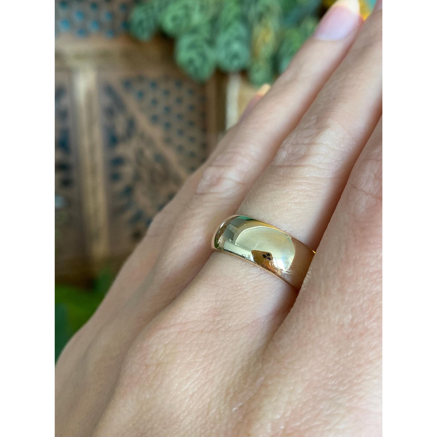 Vintage Solid 14k Yellow Gold Wide Ring Band - Size 6.75