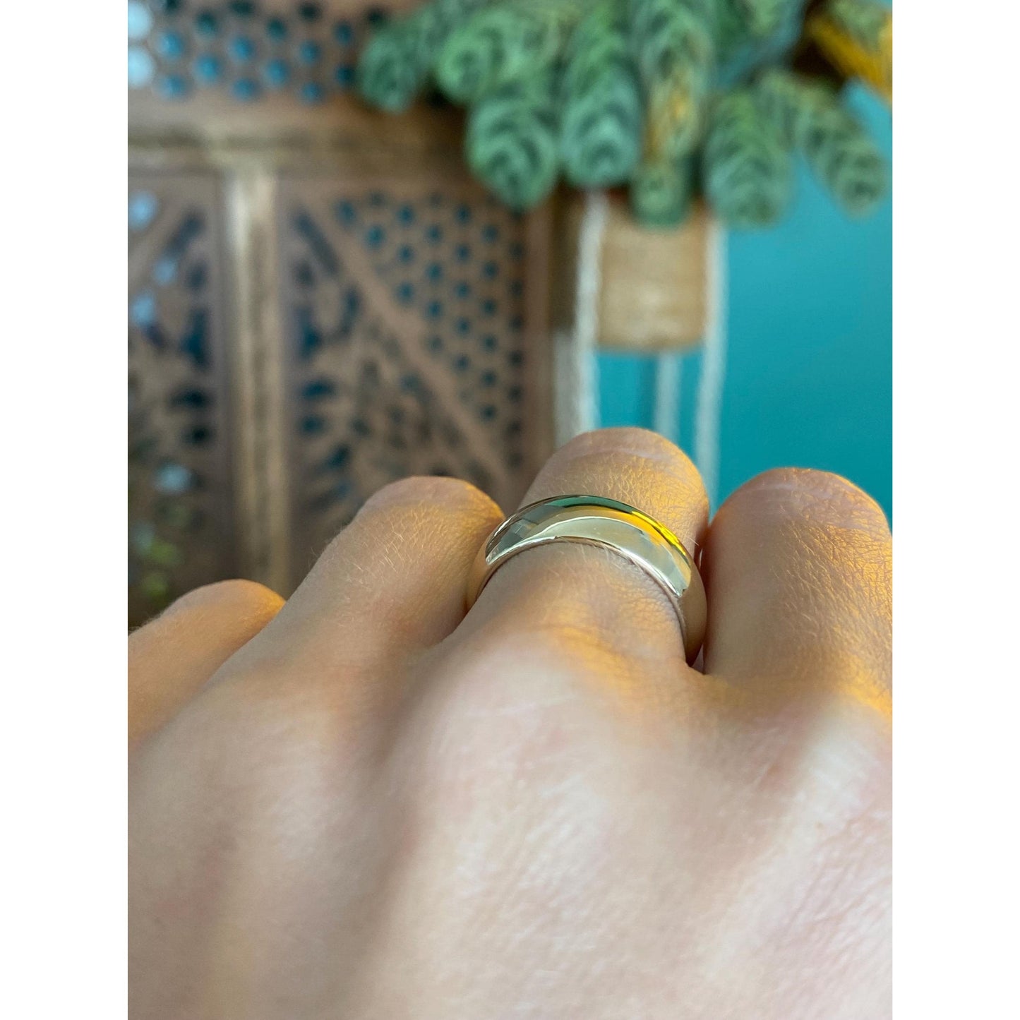 Vintage Solid 14k Yellow Gold Wide Ring Band - Size 6.75