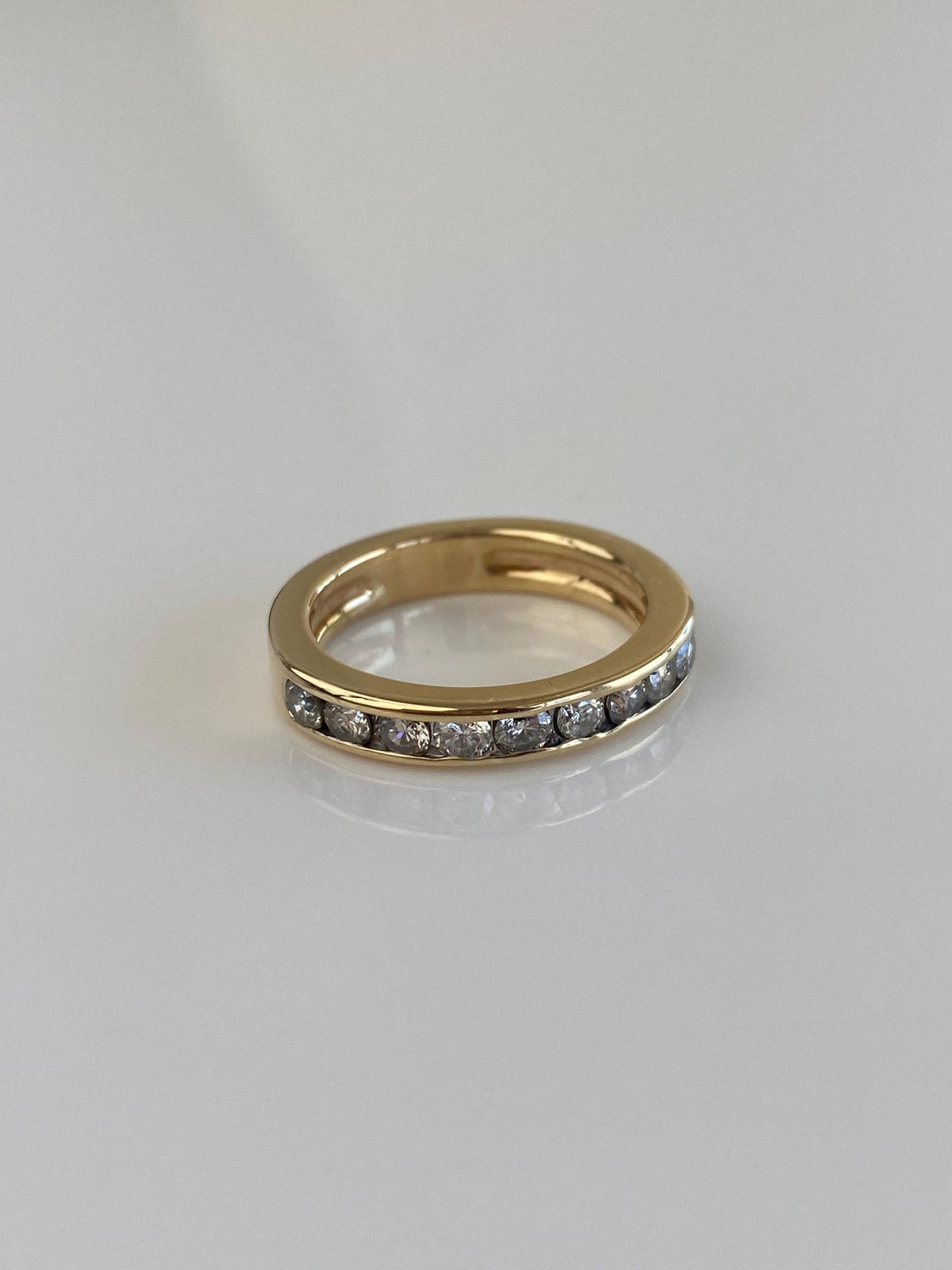 Vintage Solid 14k Yellow Gold Diamond Chunky Ring Band - Size 6.5