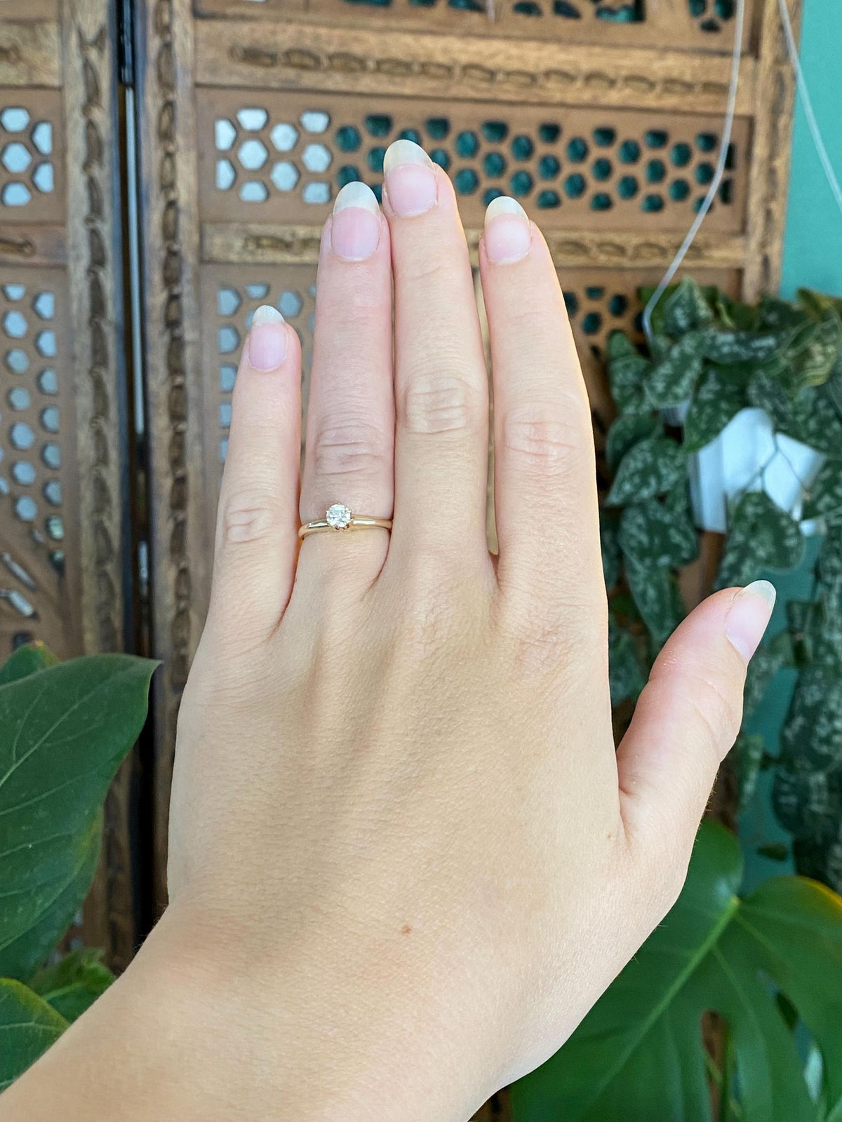 Vintage Solid 14k Yellow Gold Solitaire Diamond Ring - Size 4.75