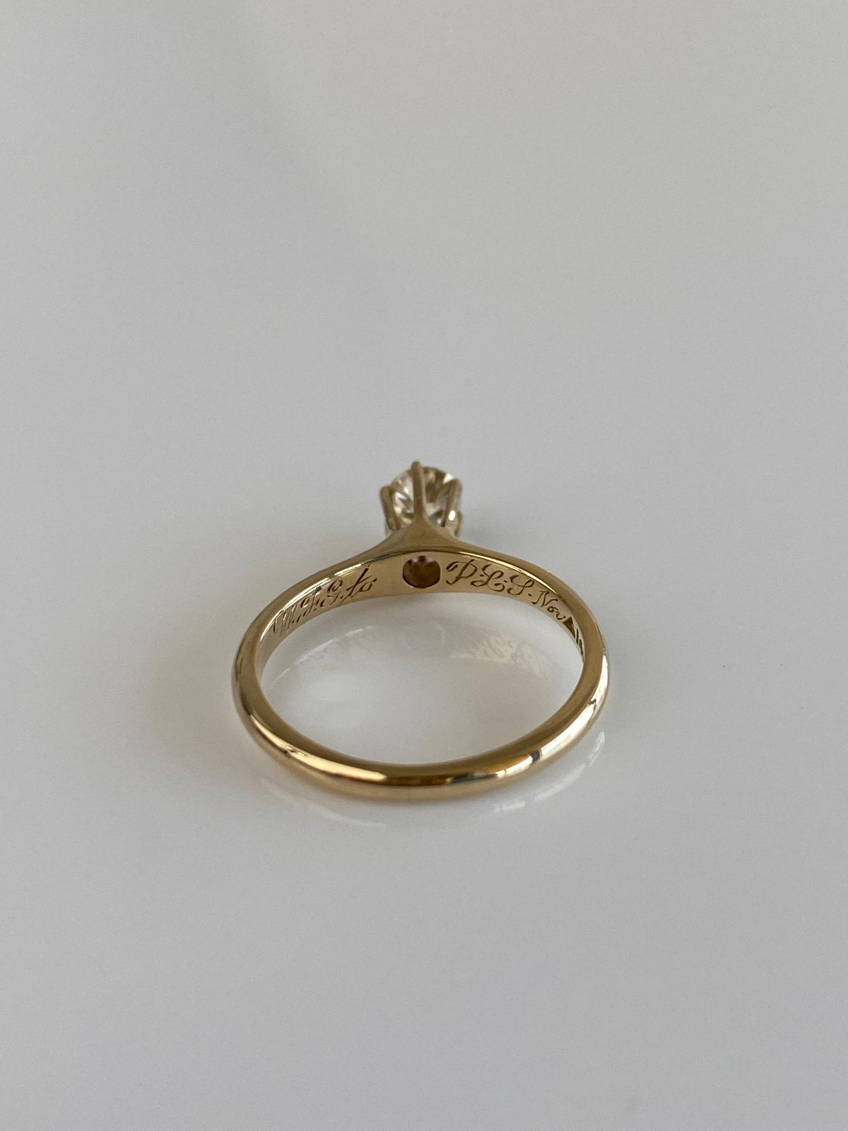 Vintage Solid 14k Yellow Gold Solitaire Diamond Ring - Size 4.75
