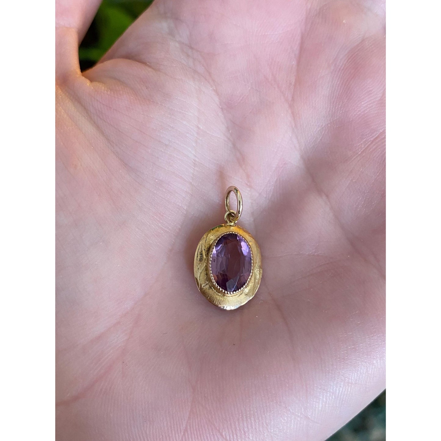 Vintage Solid 14k Yellow Gold Purple Cubic Zirconia Stick Pin Conversion Charm