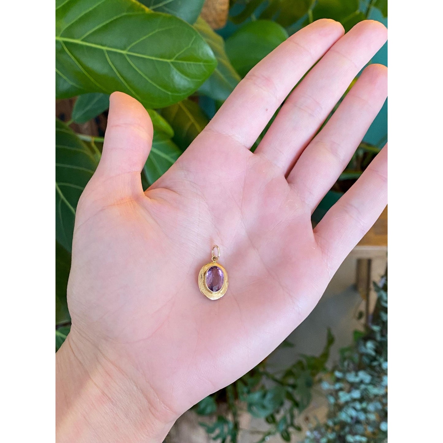 Vintage Solid 14k Yellow Gold Purple Cubic Zirconia Stick Pin Conversion Charm