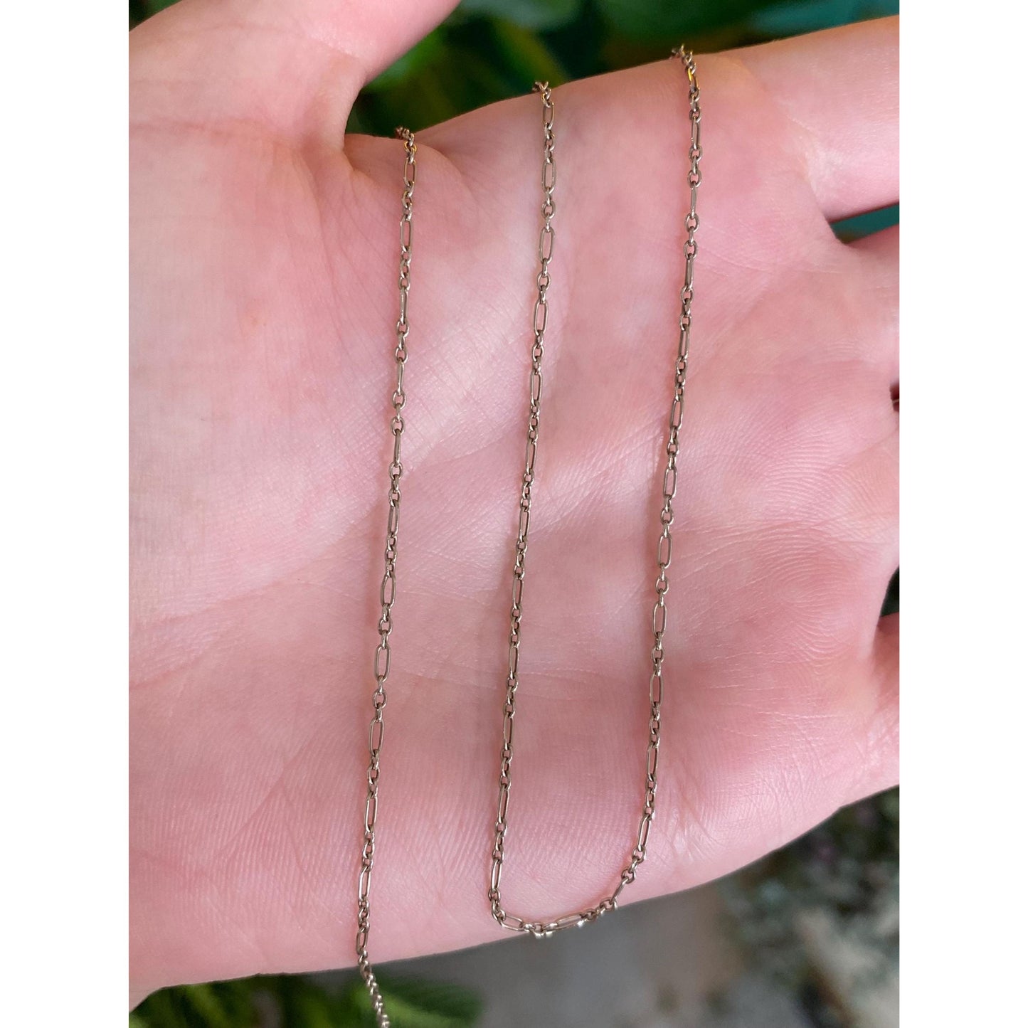 Vintage Solid 14k White Gold Fancy Link Chain Necklace - 15.5 inches