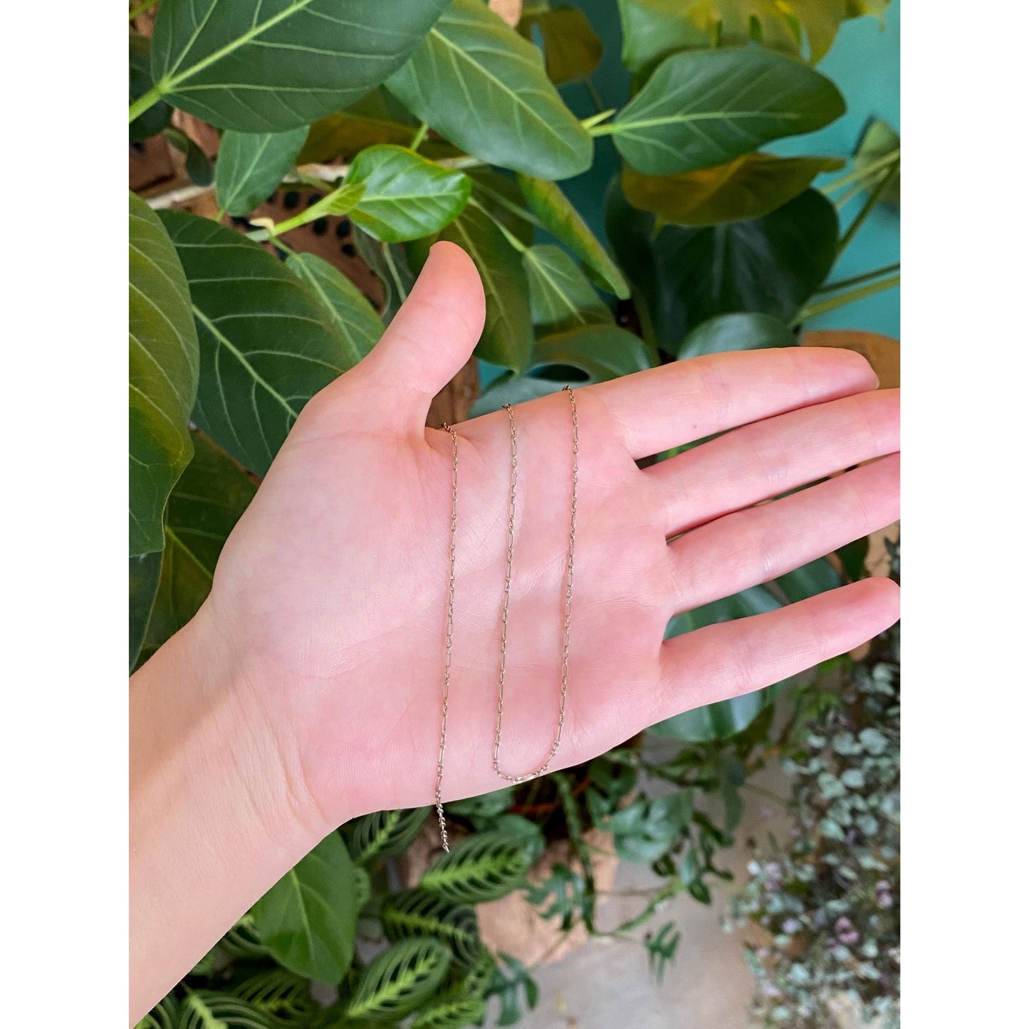 Vintage Solid 14k White Gold Fancy Link Chain Necklace - 15.5 inches