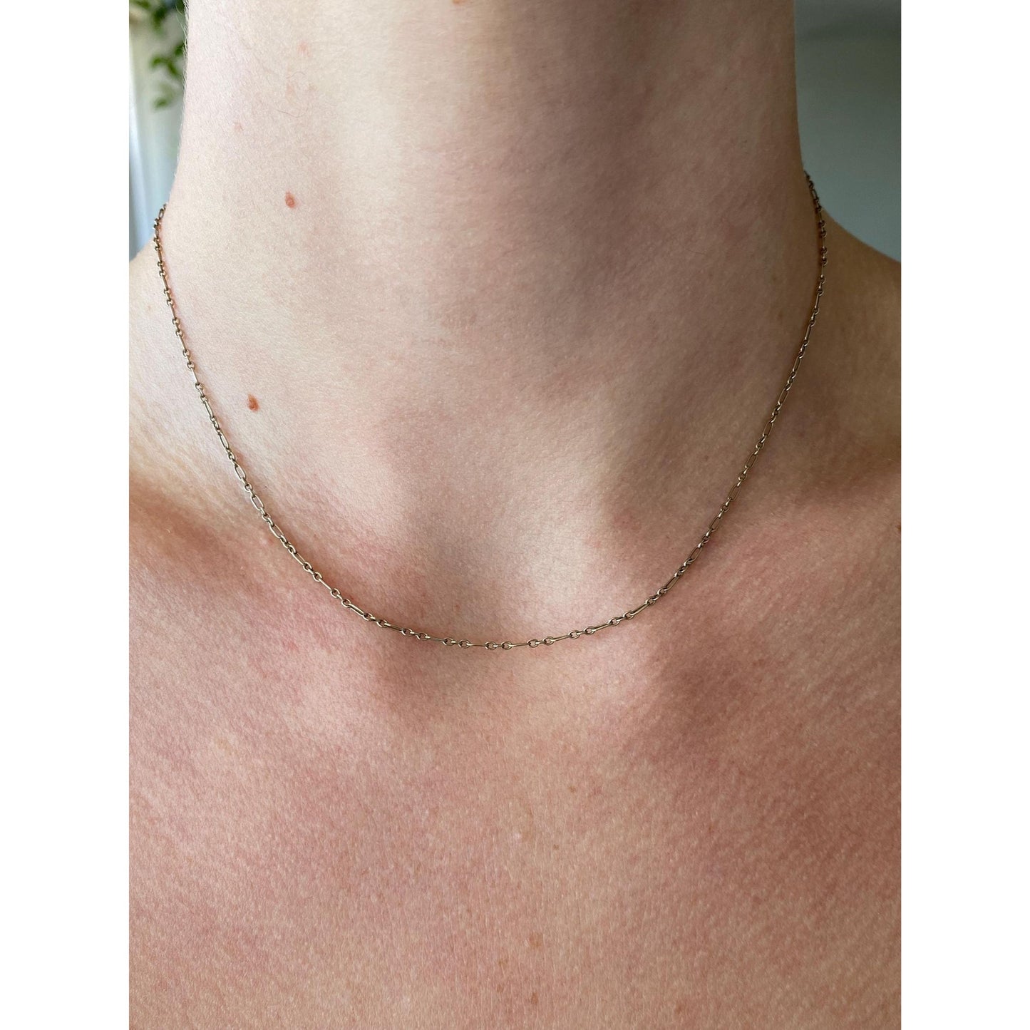 Vintage Solid 14k White Gold Fancy Link Chain Necklace - 15.5 inches