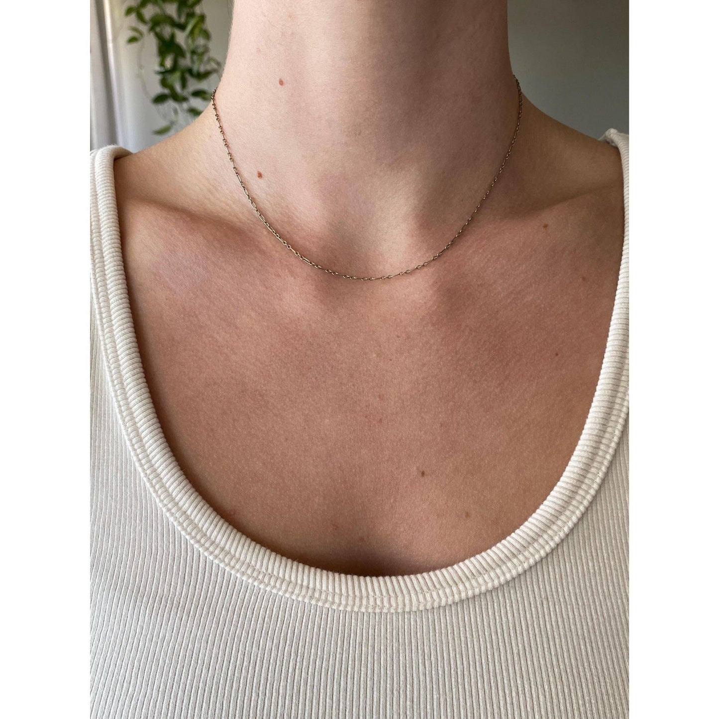 Vintage Solid 14k White Gold Fancy Link Chain Necklace - 15.5 inches