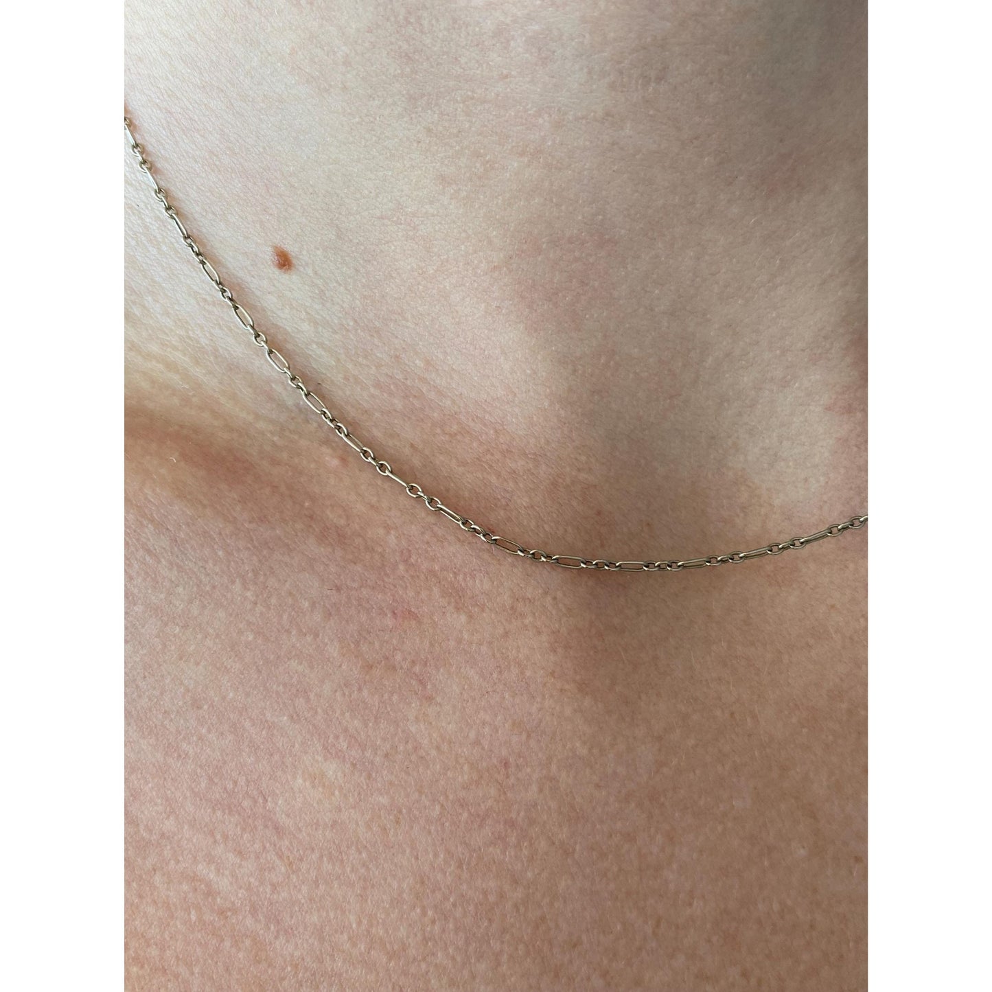 Vintage Solid 14k White Gold Fancy Link Chain Necklace - 15.5 inches