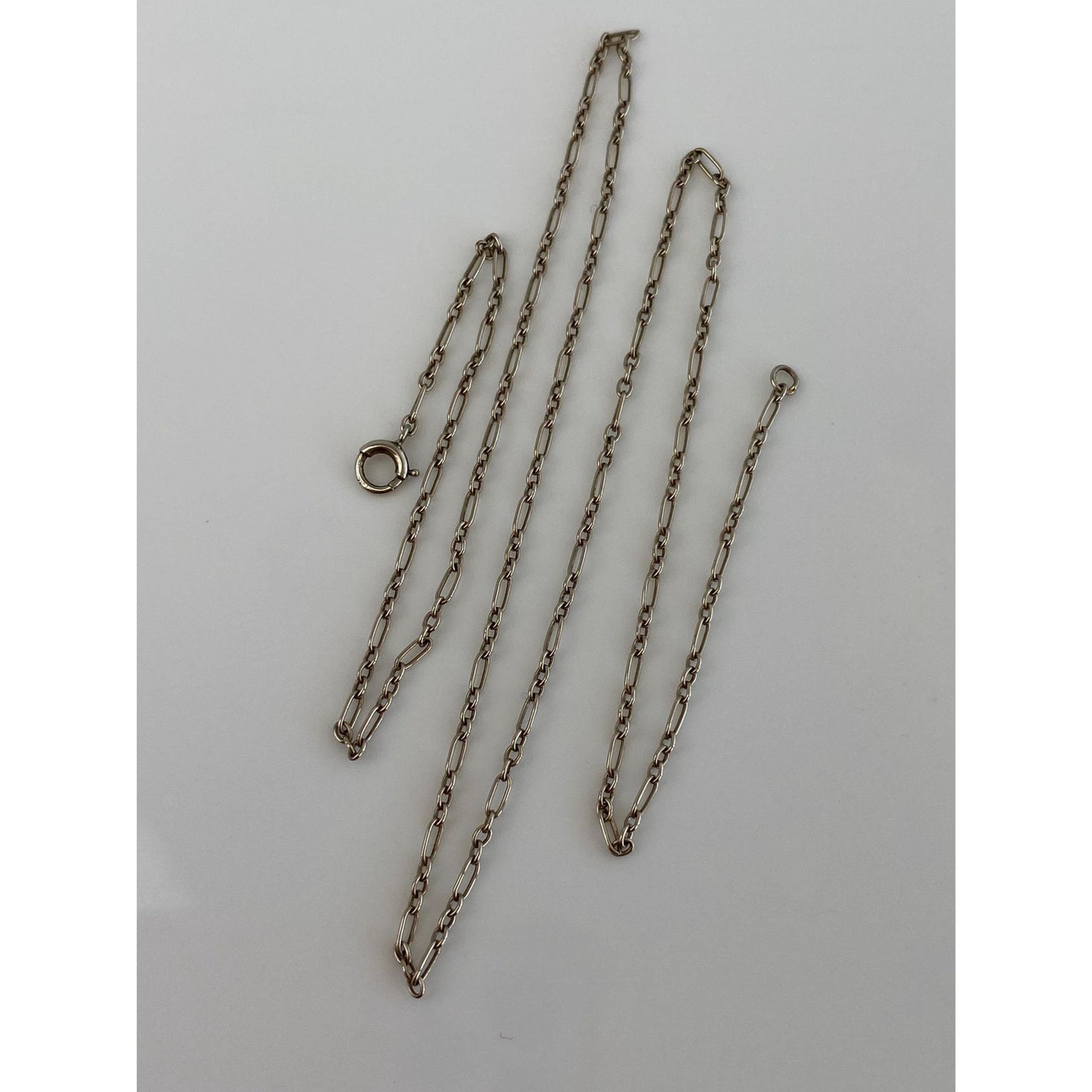 Vintage Solid 14k White Gold Fancy Link Chain Necklace - 15.5 inches