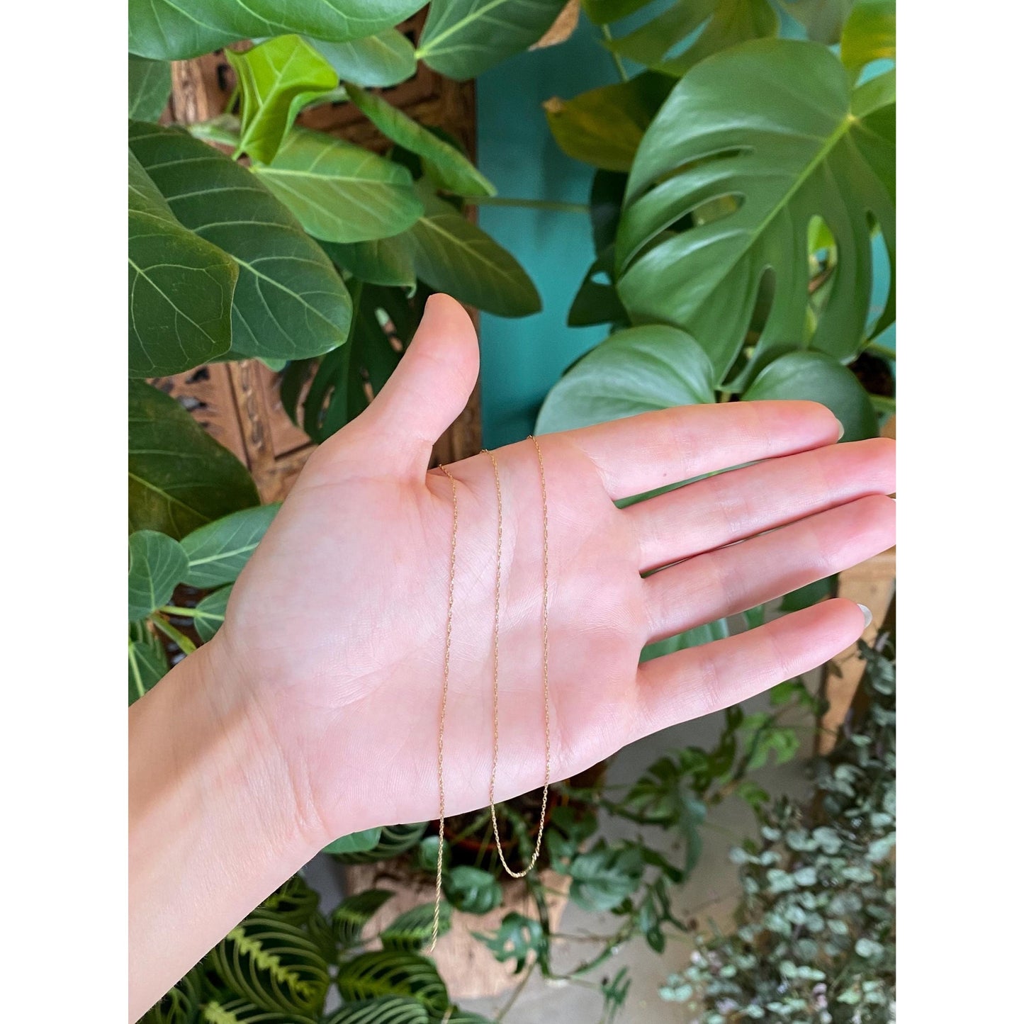 Vintage Solid 14k Yellow Gold Dainty Chain Necklace - 20 inches