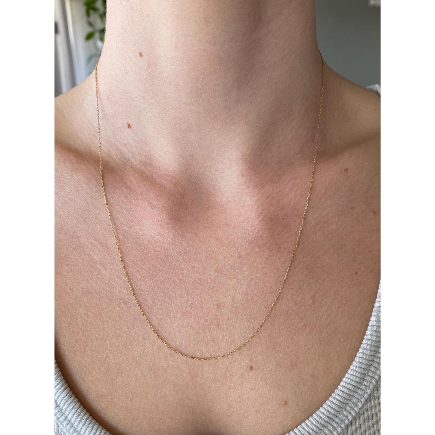 Vintage Solid 14k Yellow Gold Dainty Chain Necklace - 20 inches