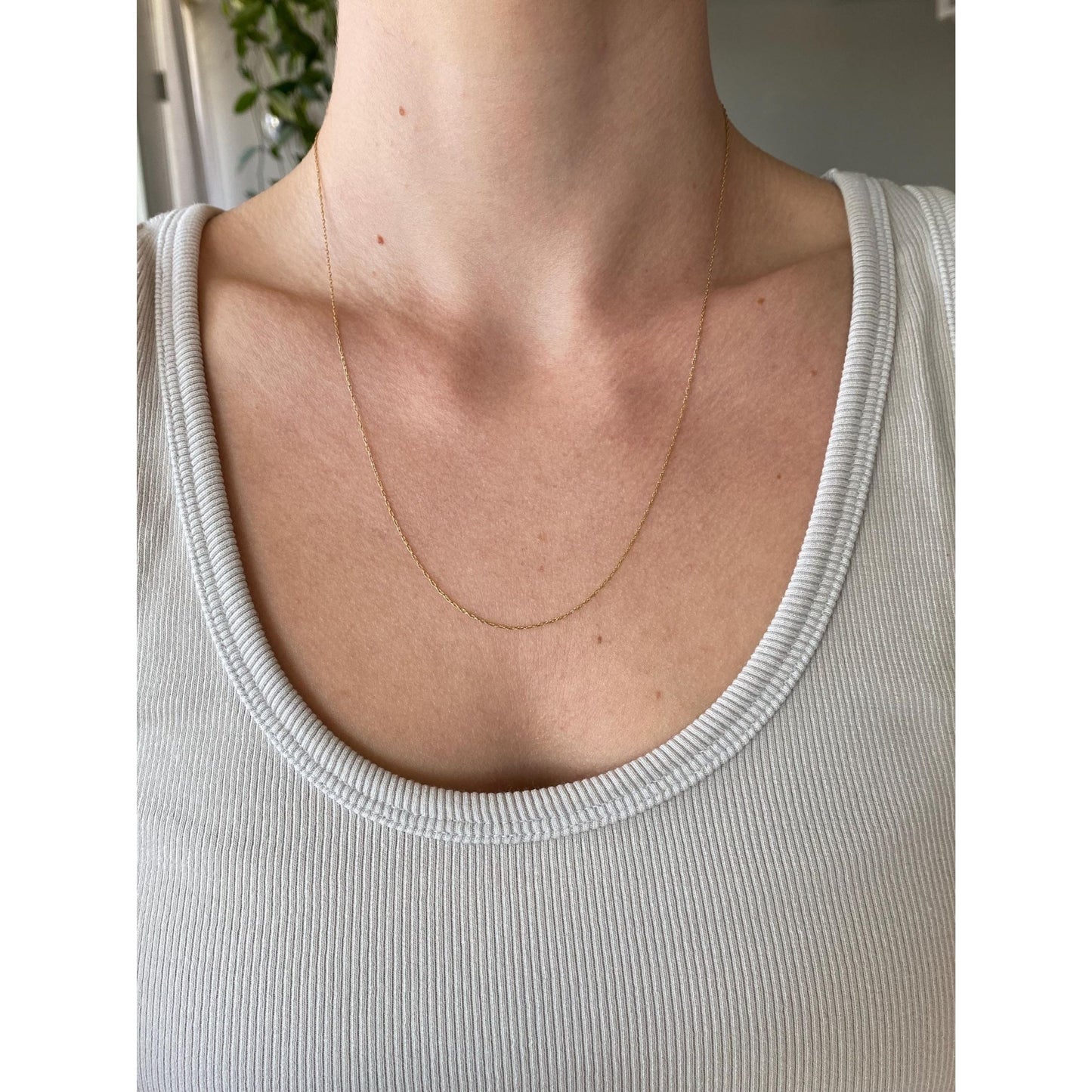 Vintage Solid 14k Yellow Gold Dainty Chain Necklace - 20 inches