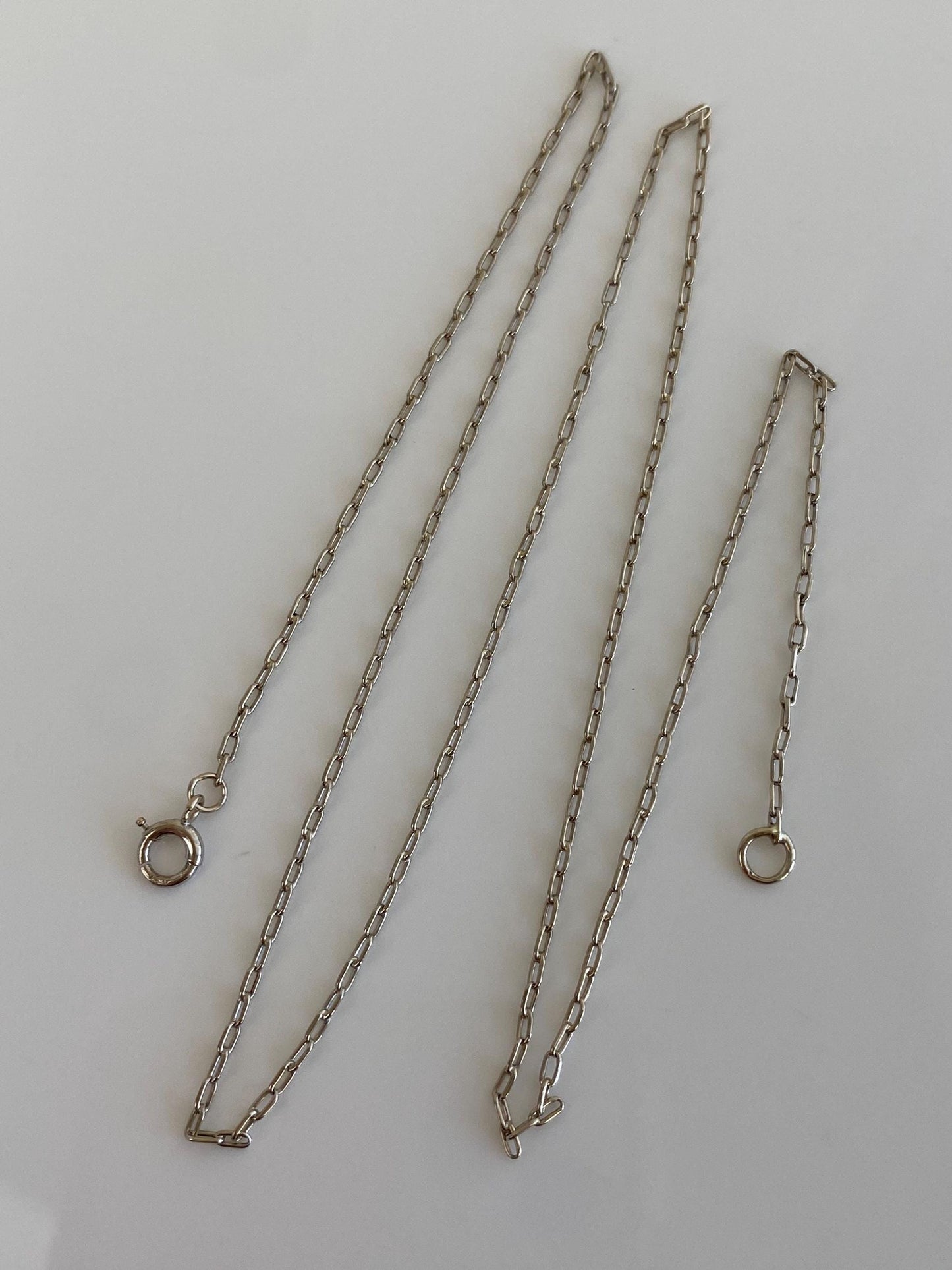 Vintage Solid 14k White Gold Elongated Cable Chain Necklace - 17.75 inches