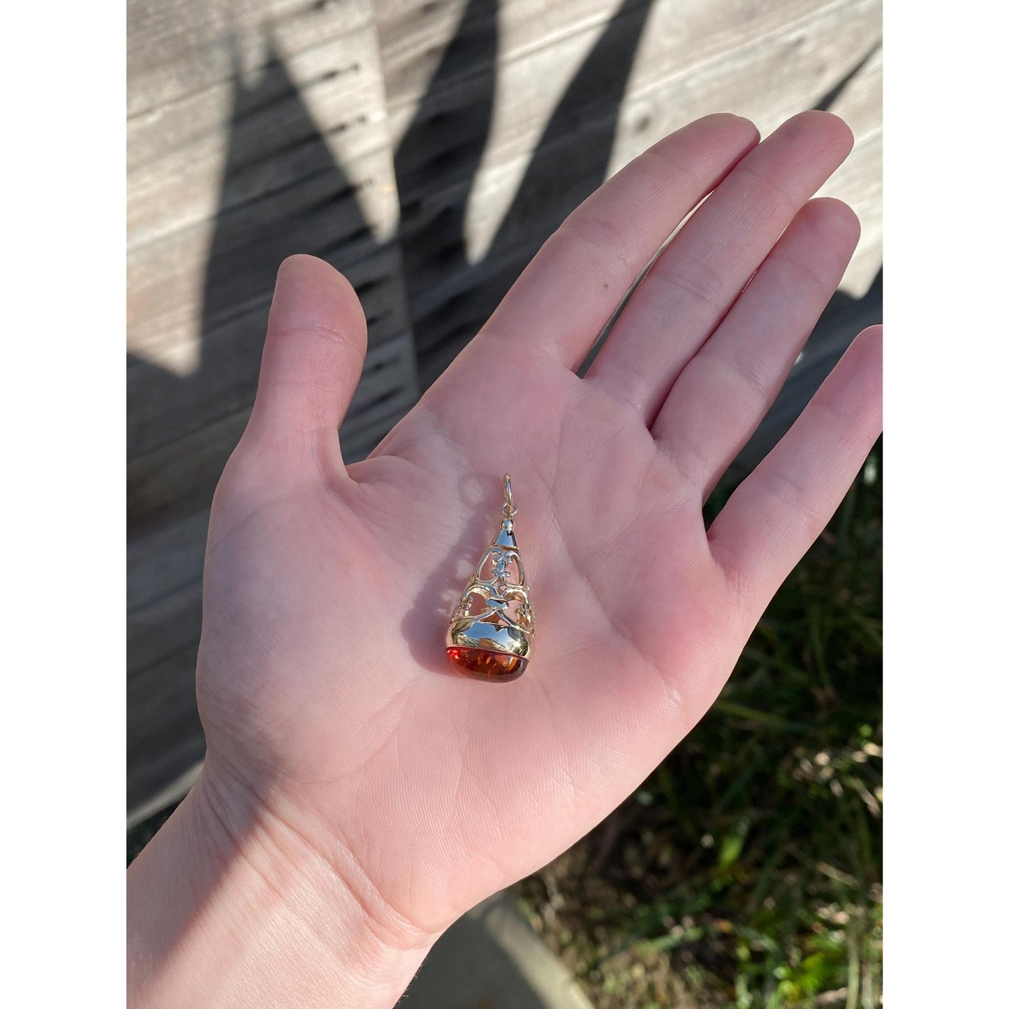 Vintage Solid 14k Yellow Gold Tree Sap Charm