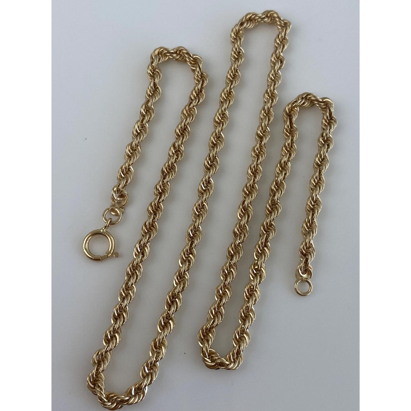 Vintage Solid 14k Yellow Gold Rope Chain Necklace - 16.5 inches