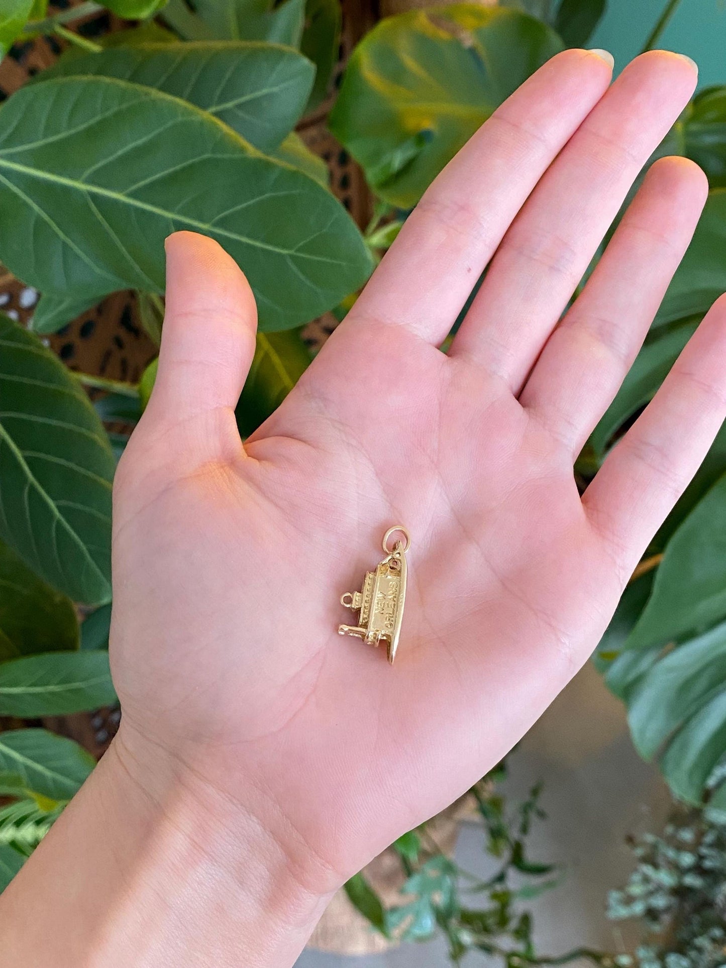 Vintage Solid 14k Yellow Gold New Orleans Tugboat Charm